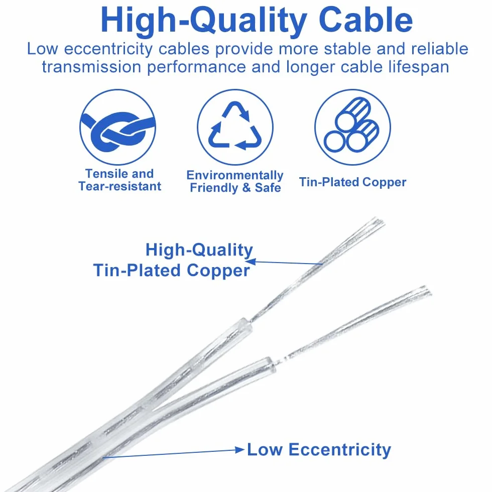 Kabel 2-żyłowy 25 m 28 AWG PCW przezroczysty średnica 3,2 mm elastyczny