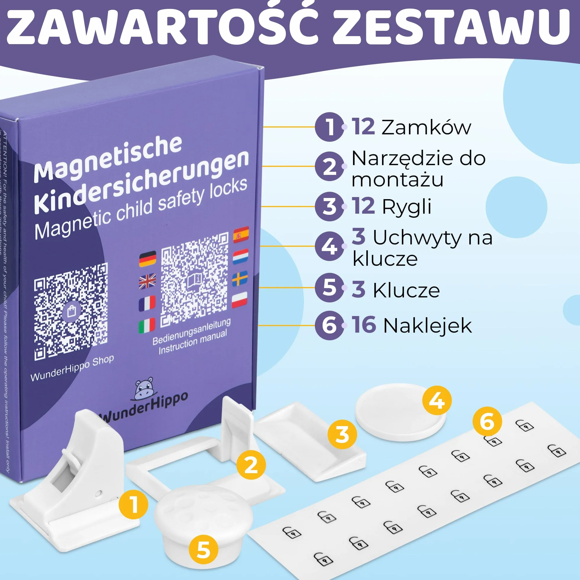 Magnetyczna Blokada dla Dzieci 12 Zamków 3 Klucze Niewidoczny Zamek Magnetyczny do Szafek i Szuflad Zabezpieczenie bez Wiercenia