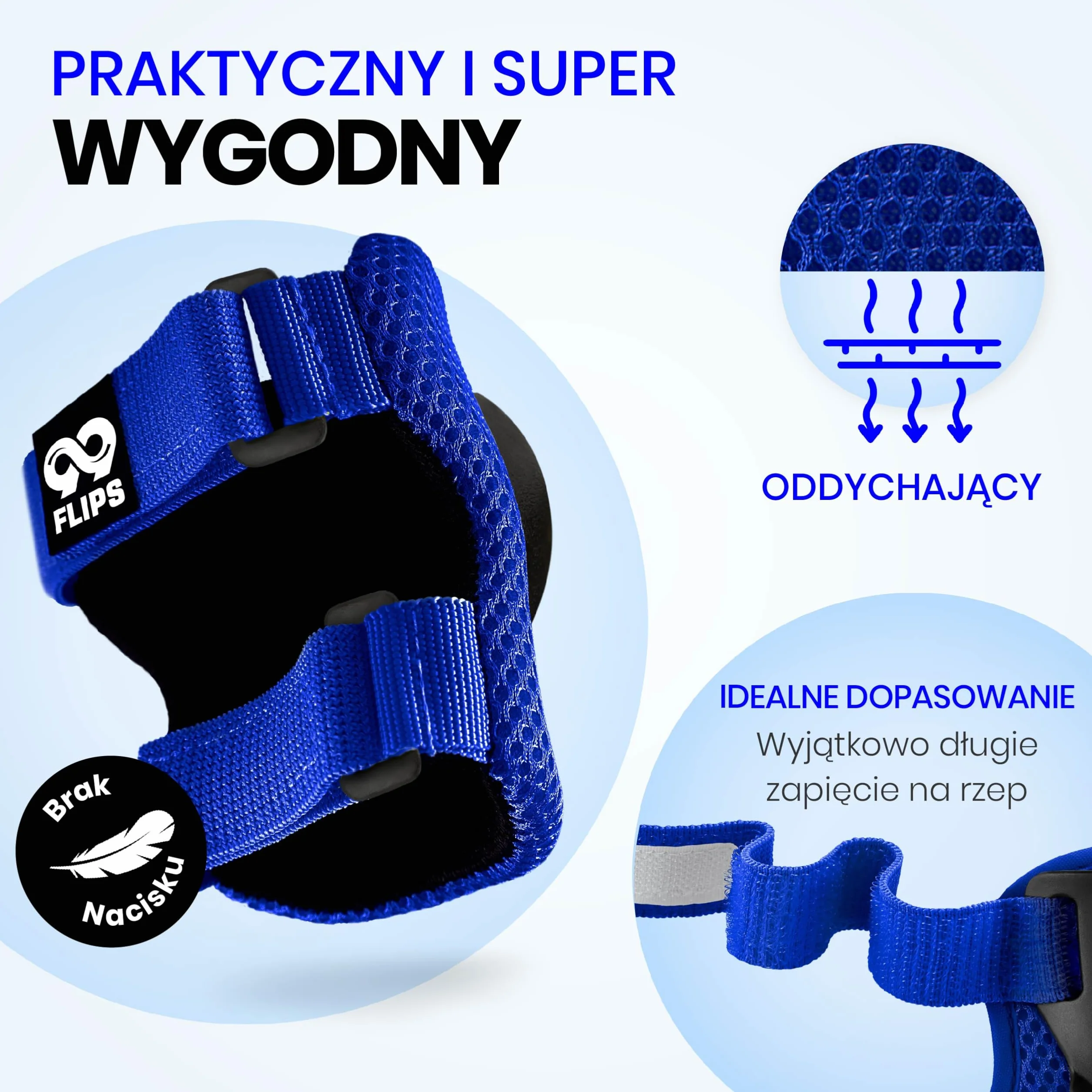 99FLIPS FLASH Niebieskie Ochraniacze na Rolki dla Dzieci od 3 lat XS Zestaw 6 el z Certyfikatem GS TÜV Rheinland Nakolanniki i Nałokietniki Dziecięce