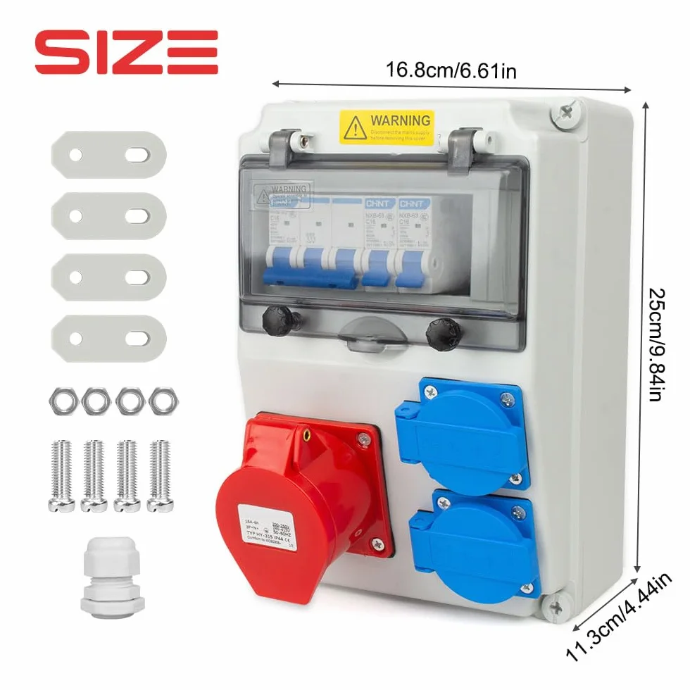 Elektryczna osłona rozdzielcza IP44 230V 2x230V 1xCEE 16A z przełącznikiem Fi i Ls