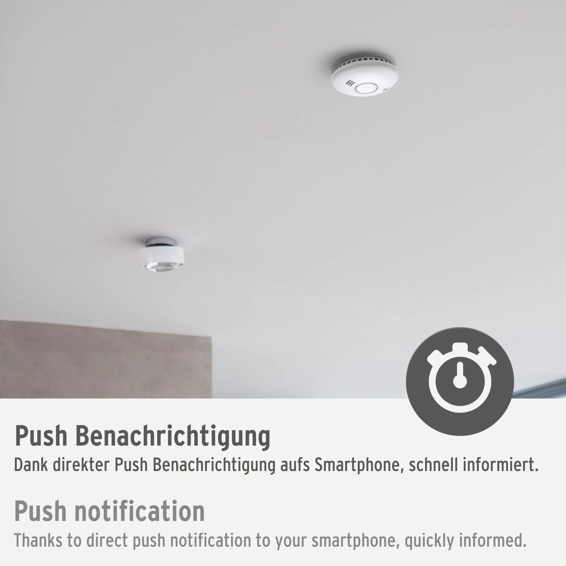 Brennenstuhl Connect WiFi czujnik dymu i ciepła WRHM01 z powiadomieniem aplikacji, 2x baterie, EN 14604