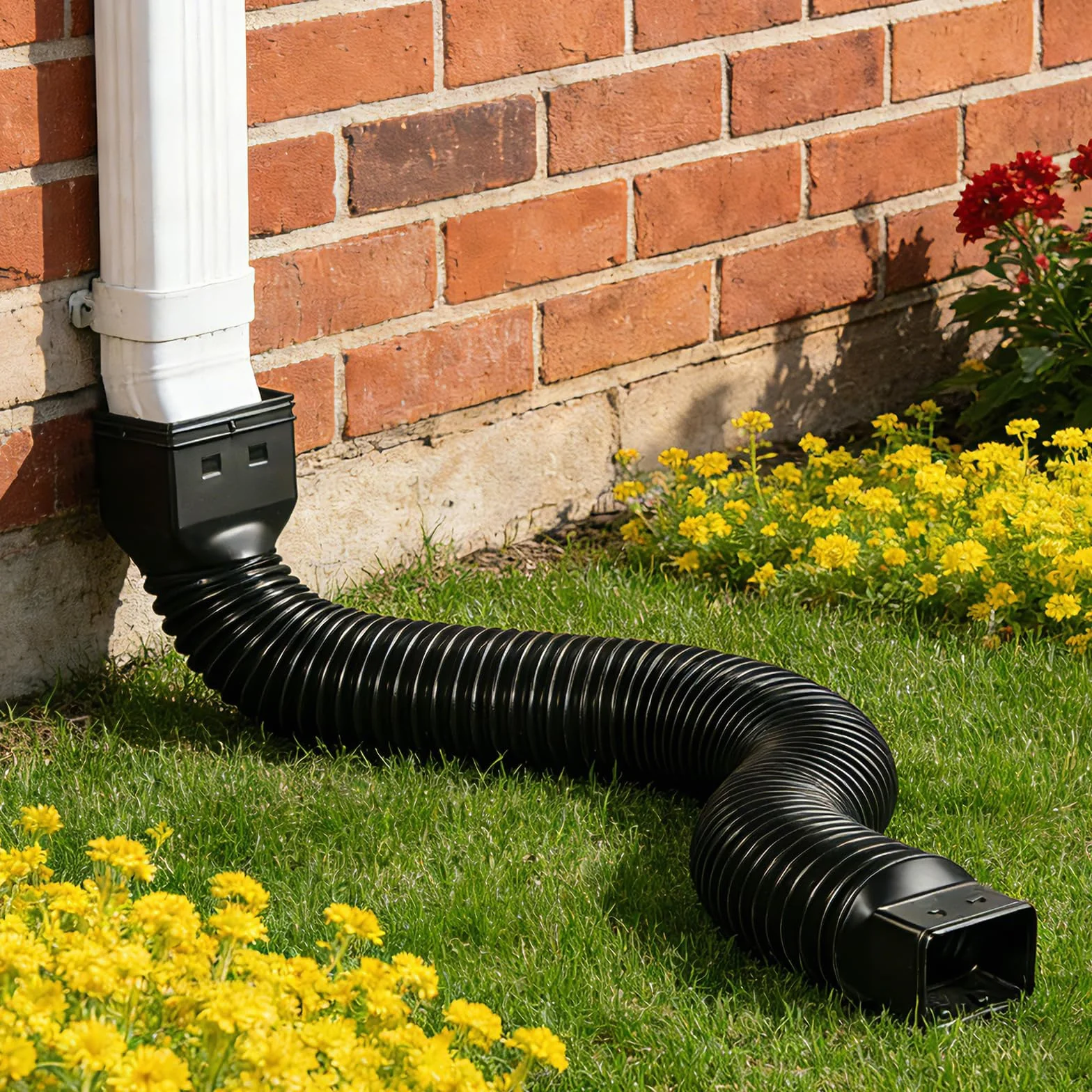 Przedłużenie rynny dachowej elastyczne okrągłe 80/100 mm 47-150 cm czarne