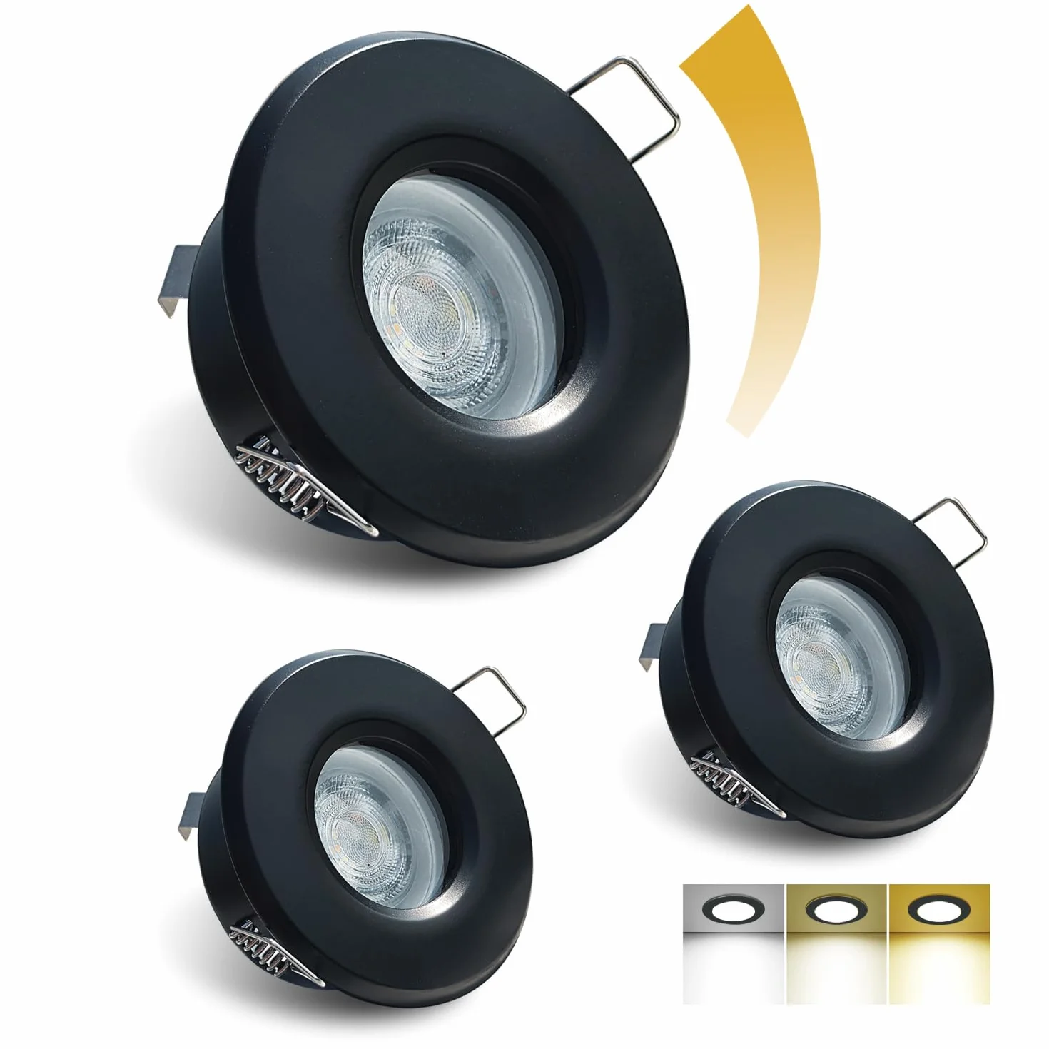 Reflektor LED Wpuszczany Ściemnialny 6W 680LM IP65 Ciepła Biel 3000K Neutralna 4000K Zimna 6000K Czarny 3 szt