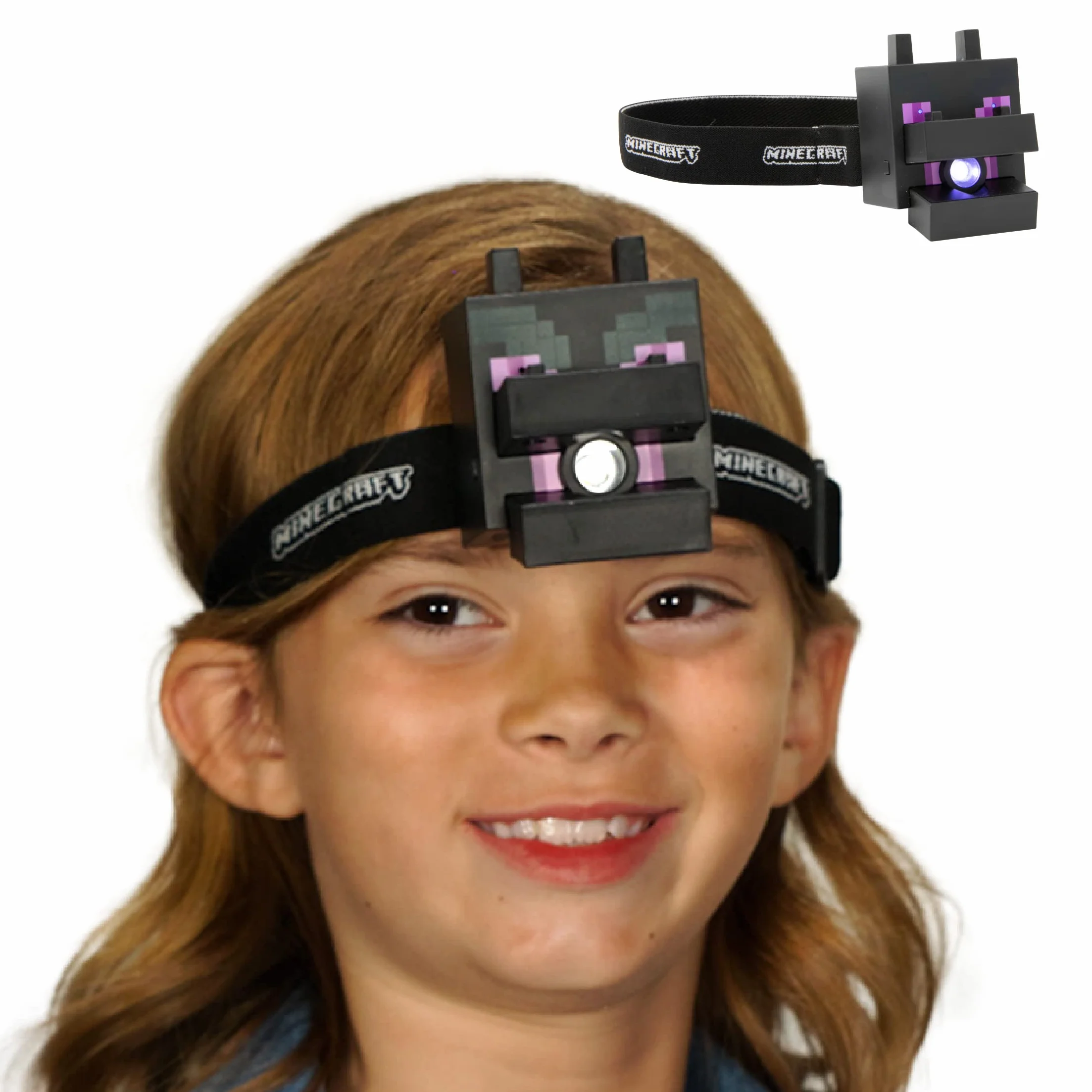 Paladone Latarka czołowa Ender Dragon Minecraft - Oficjalny produkt z dźwiękami gry, lampką do czytania i latarką czołową dla dzieci, prezent dla dzieci