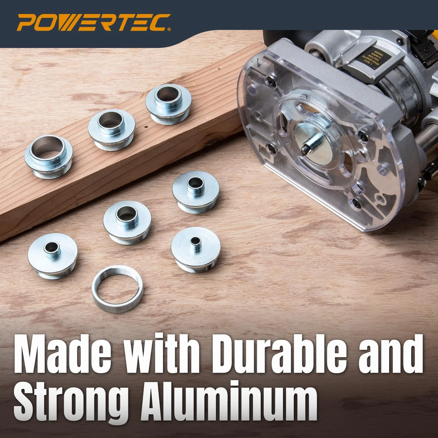 POWERTEC 71051 Zestaw prowadnic do szablonów routera 10 szt. lity mosiądz