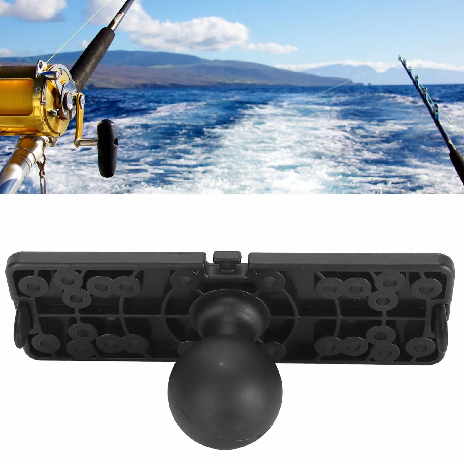 Płytka Montażowa do Echosondy Kulkowej 1,5 Cala, Nylon i Silikon Uniwersalny Uchwyt do Elektronicznej Echosondy Morskiej do do Humminbird do Lowrance, 6,3 X 2,2 Cala, Czarny