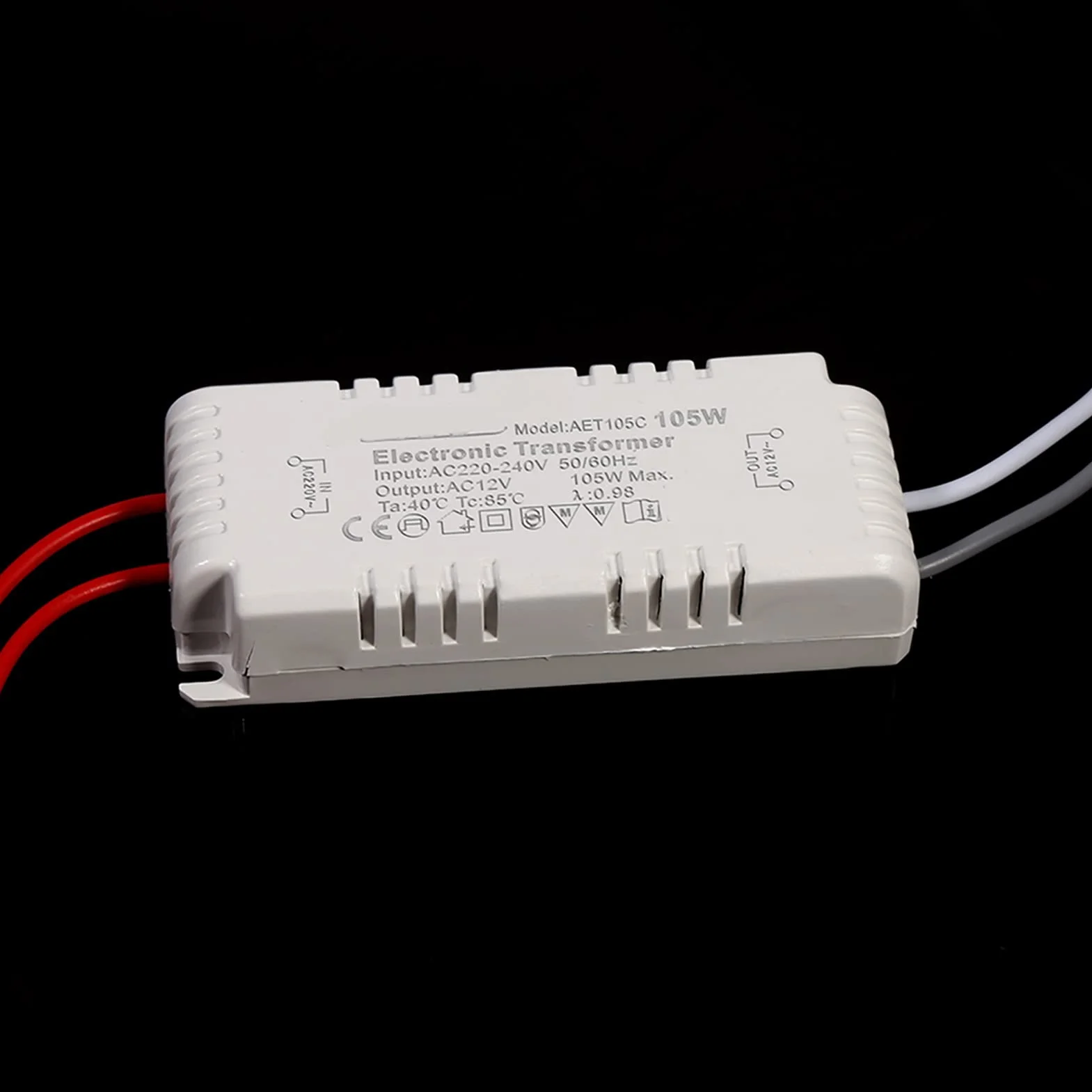 Halogenowa 12 V Sterownik żarówki Zasilacz Transformator Elektroniczny Plastikowa Obudowa Maks. 105 W z Napięciem Wejściowym AC 220–240 V dla Lamp Kwarcowych 12 V
