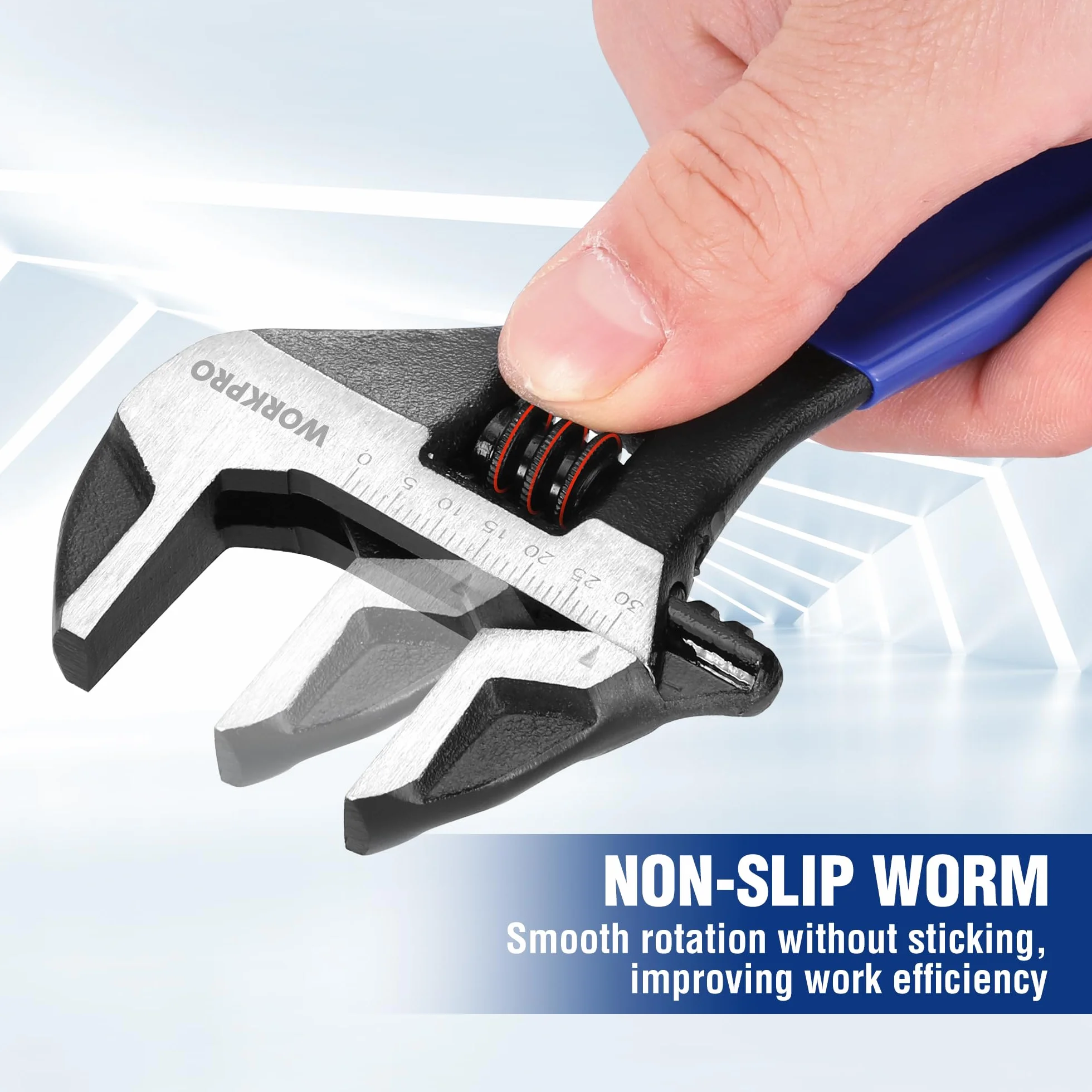 WORKPRO Klucz francuski 200 mm nastawny ze stali Cr-V uchwyt dwuskładnikowy