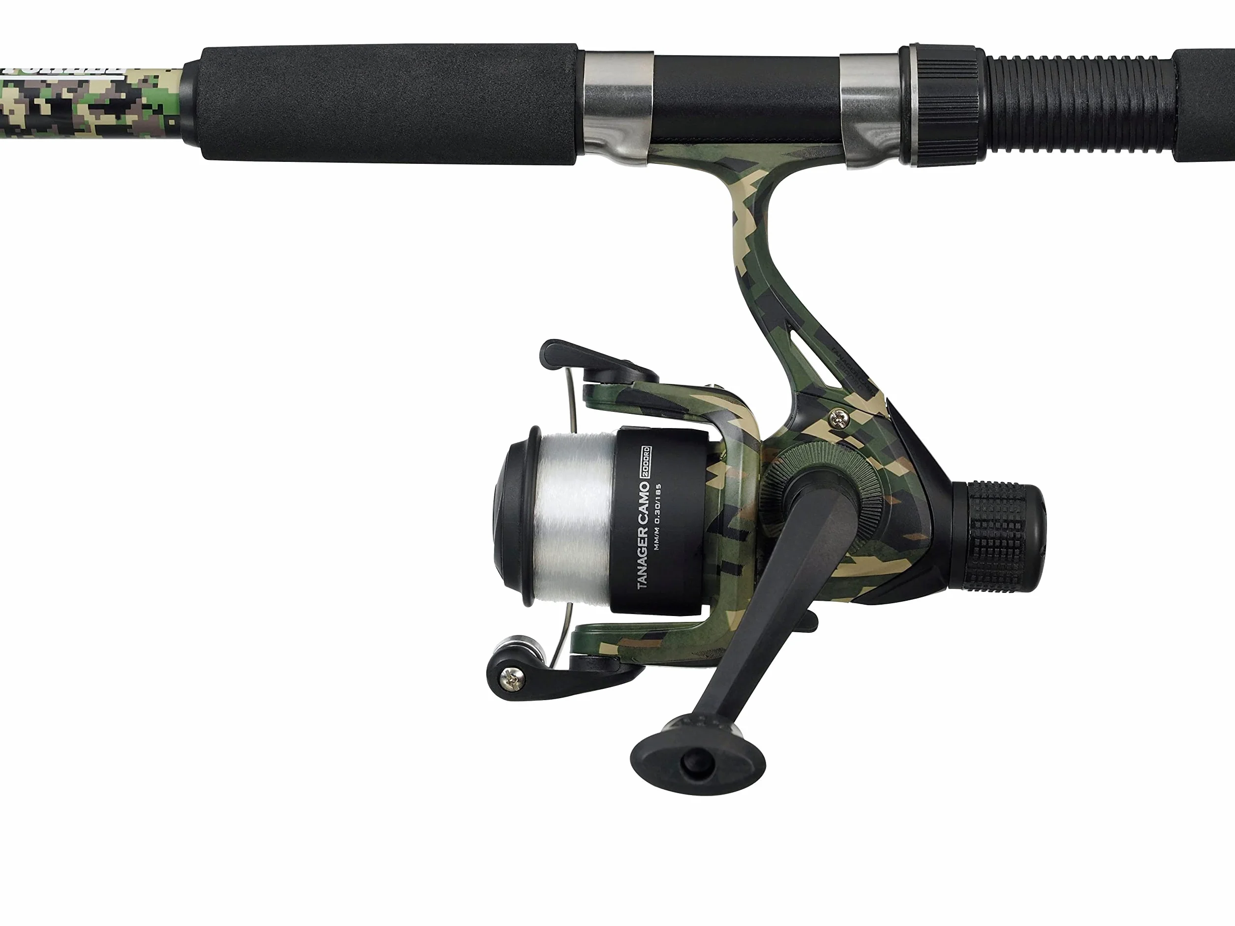 Mitchell Tanager Camo II Tele Spin Combo, teleskopowa wędka i kołowrotek, idealna dla początkujących lub okazjonalnych wędkarzy, drapieżników, szczupaków, sandaczy, zielony moro, 2,4 m, 10-30 g