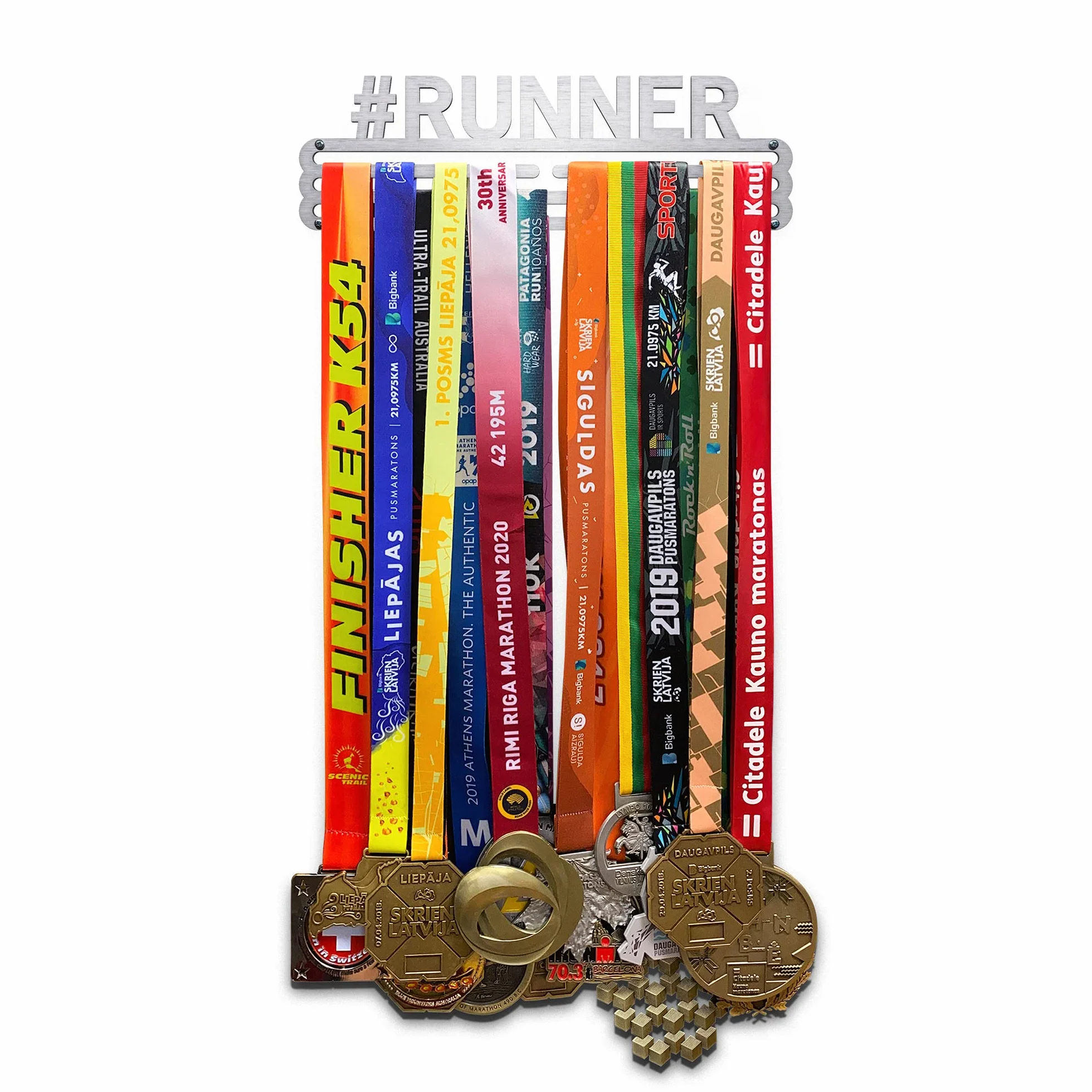 Wieszak na medale #Runner | do 60 medali | uchwyt do biegania i innych nagród sportowych (M | stal nierdzewna)