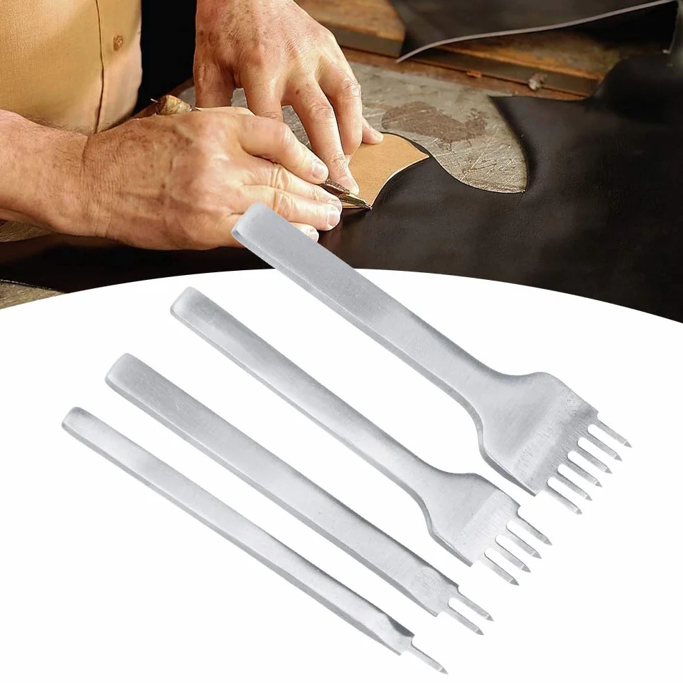 Zestaw Dziurkaczy do Skóry 4 szt. 3 mm 1/2/4/6 Prong Narzędzia Kaletnicze