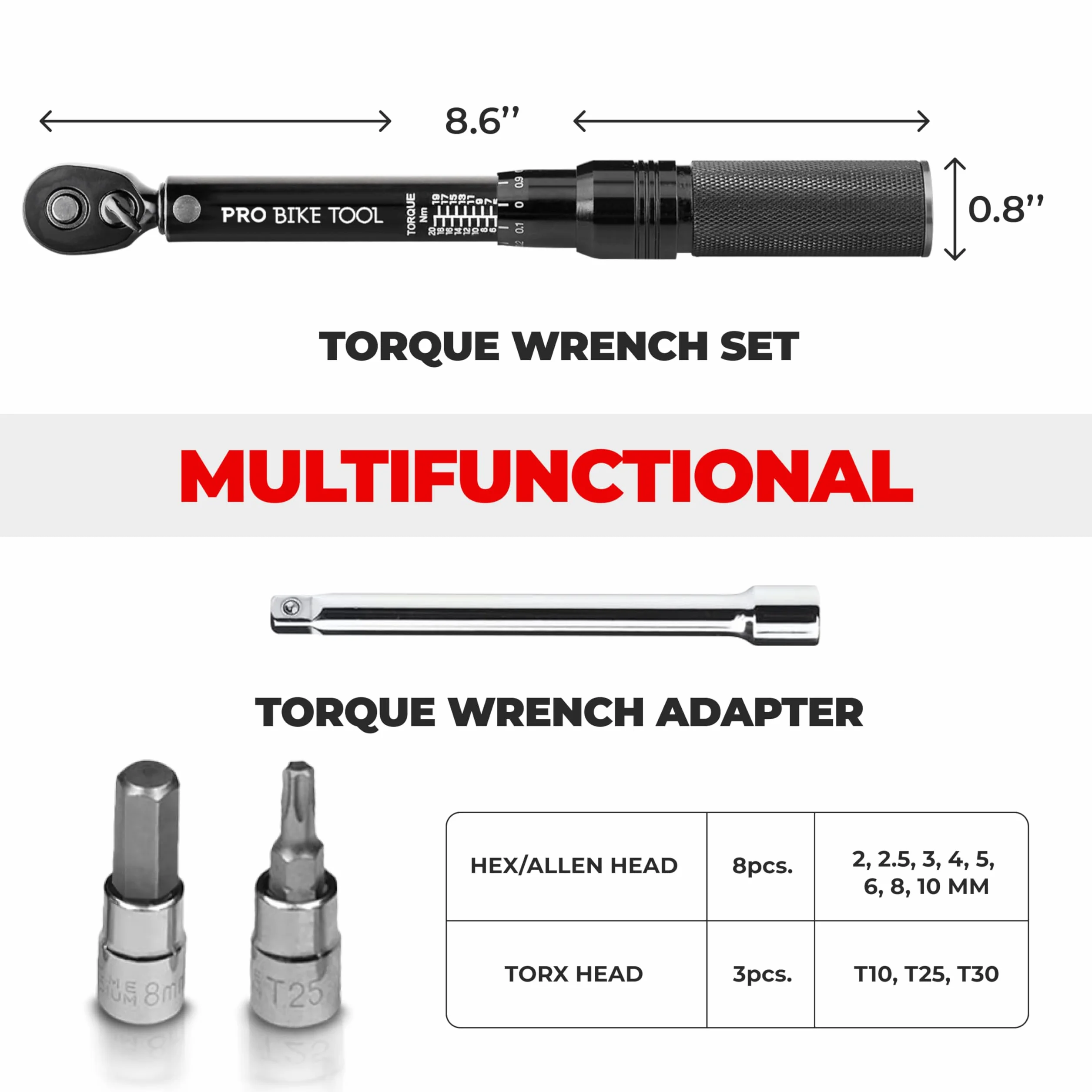 Pro Bike Tool Zestaw kluczy dynamometrycznych do roweru czarny