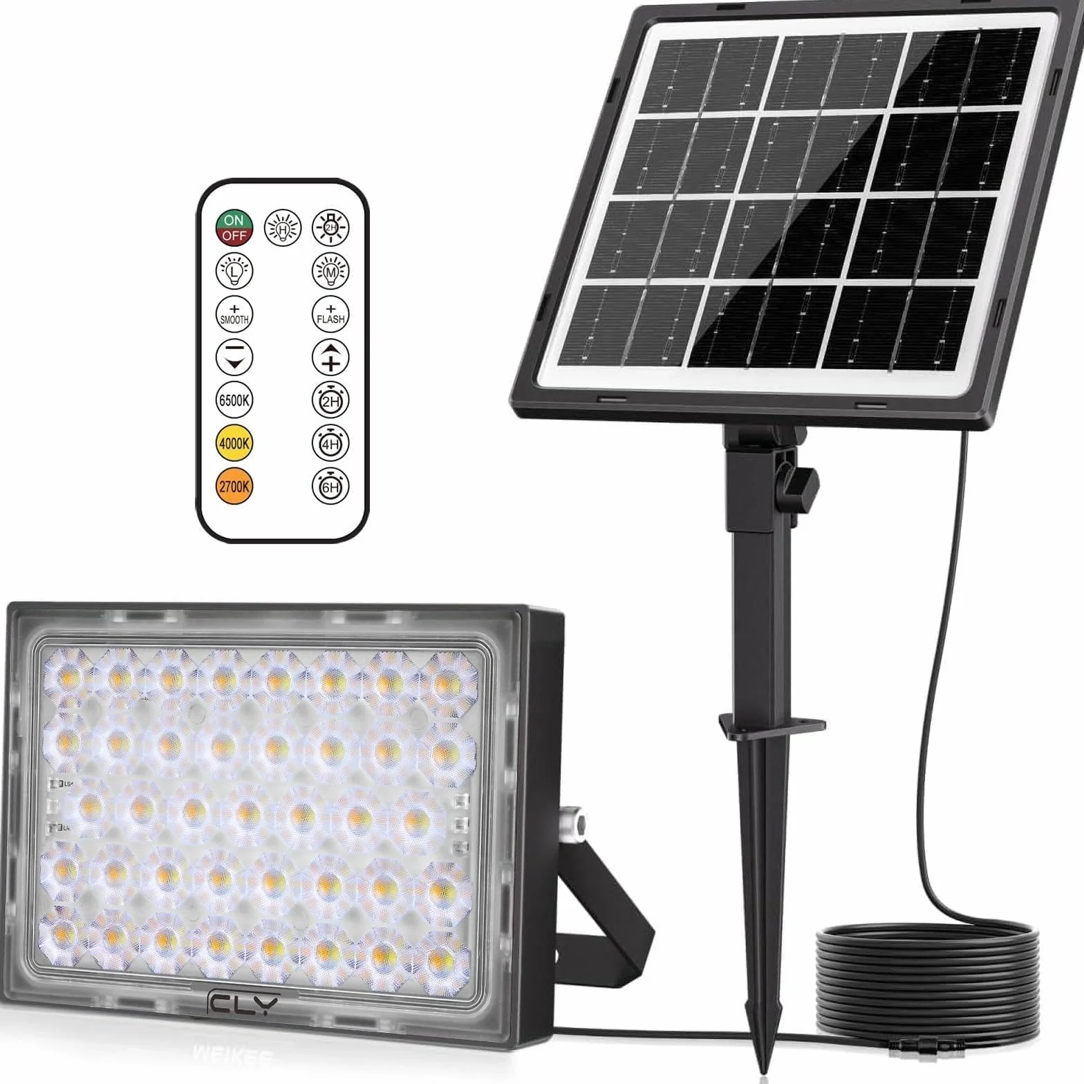 Solarny reflektor zewnętrzny 30W 2600LM IP66 5000mAh 2 lampy 2700K-6000K z pilotem