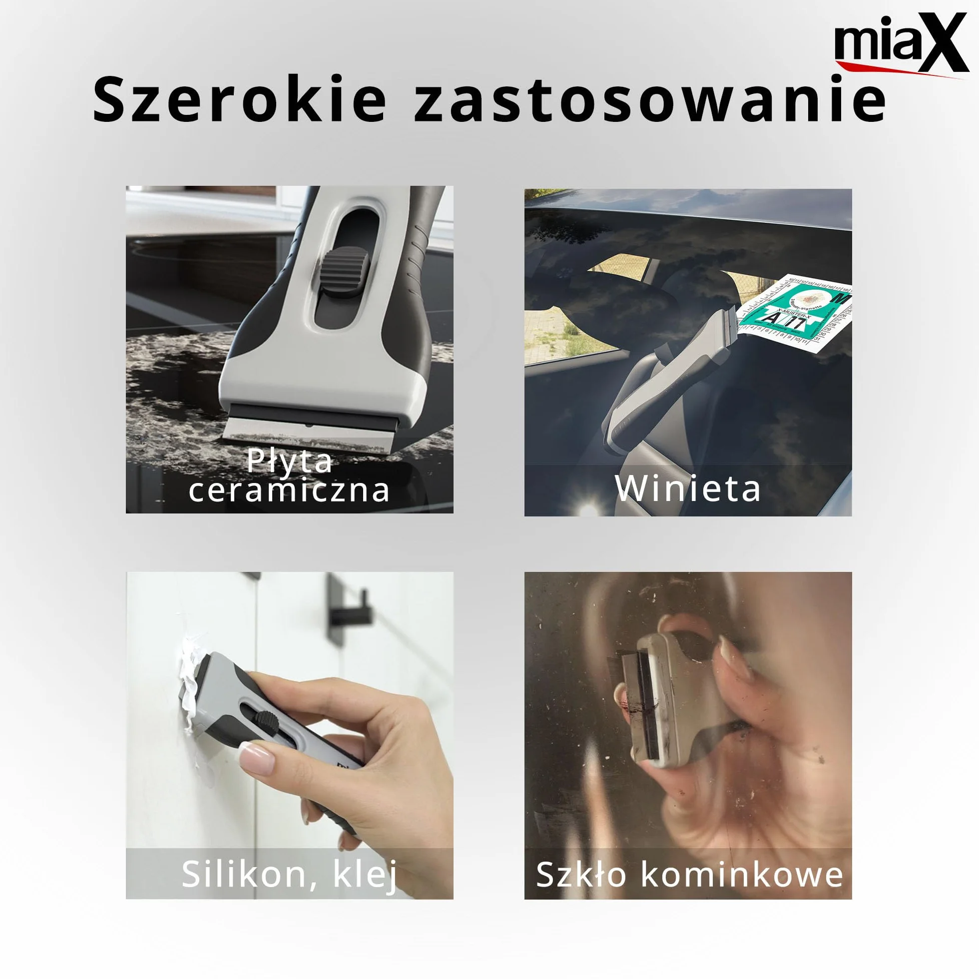 miaX Skrobak do płyt ceramicznych z wymiennymi ostrzami Soft-Touch