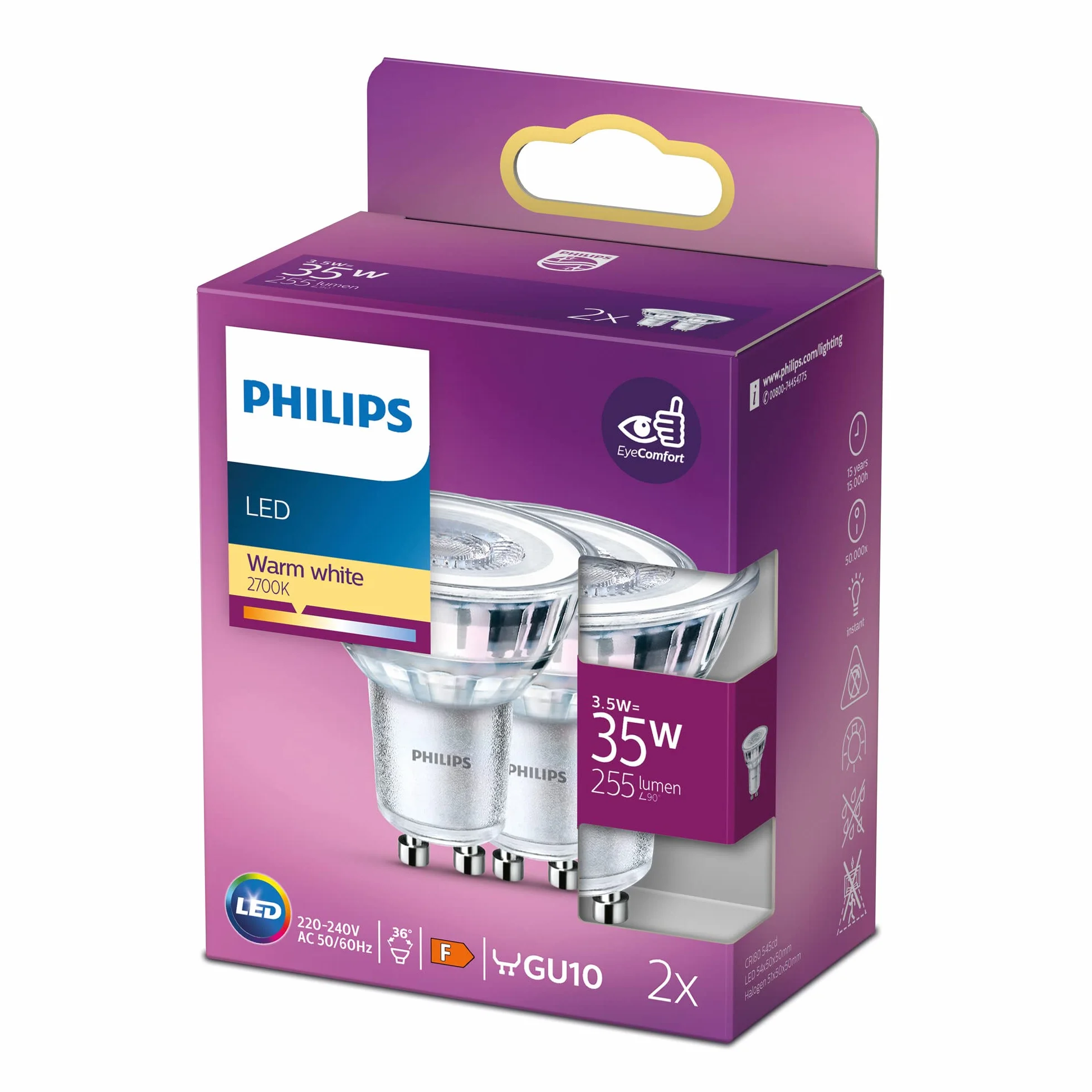 Lampa Philips LED Classic GU10 35W reflektor ciepła biel 220-240V