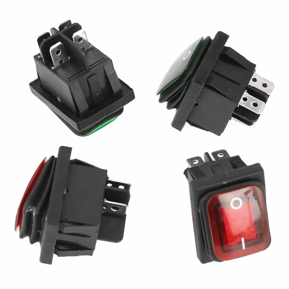 4-częściowy przełącznik z lampką kontrolną, przełącznik kołyskowy SPST ON-OFF, panel przełączników 230 V 4 pin 2 pin, mini przełącznik kierunkowskazów łodzi czerwona zielona