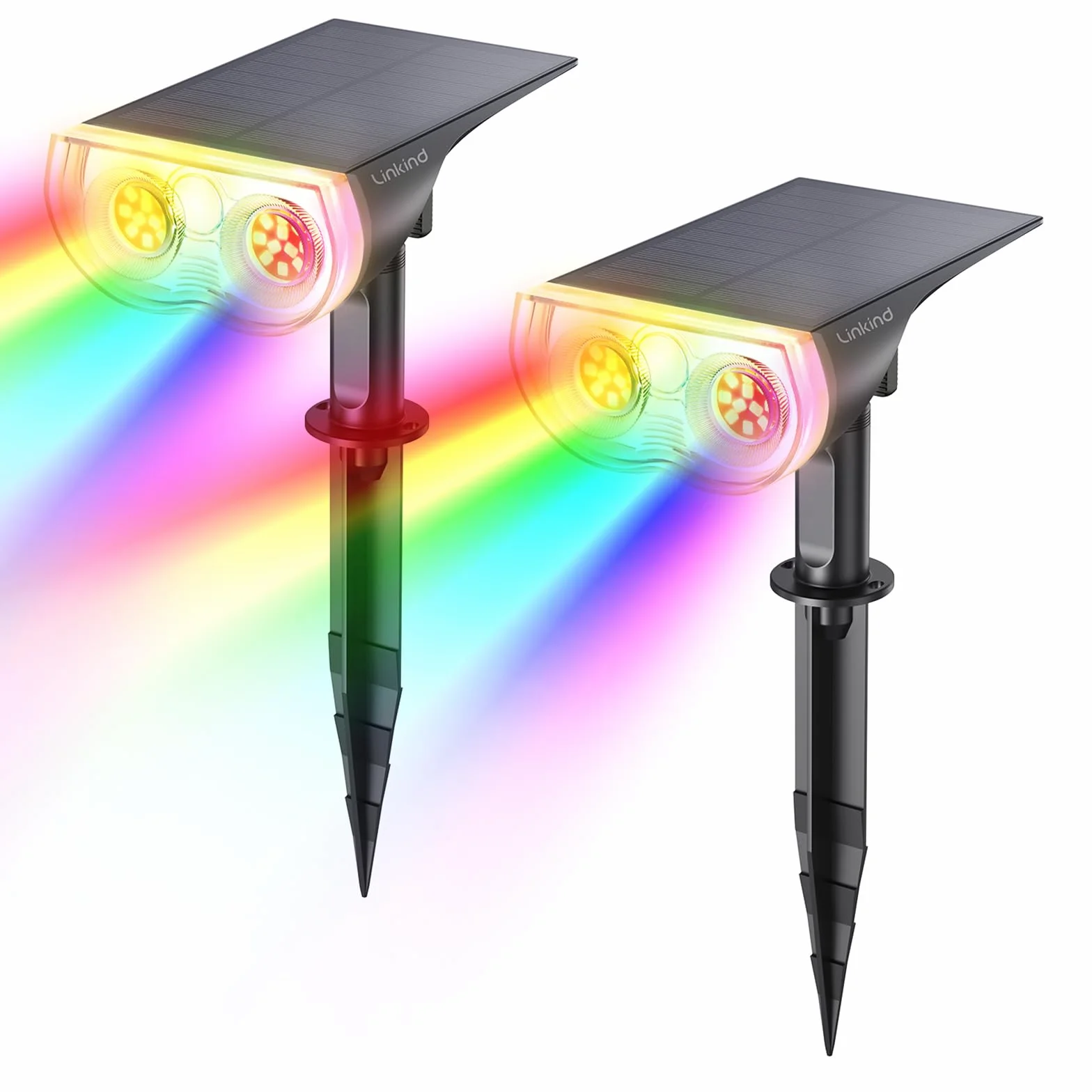 Linkind Solarny reflektor zewnętrzny LED RGB IP67 wodoodporna lampa ścienna 2-pak