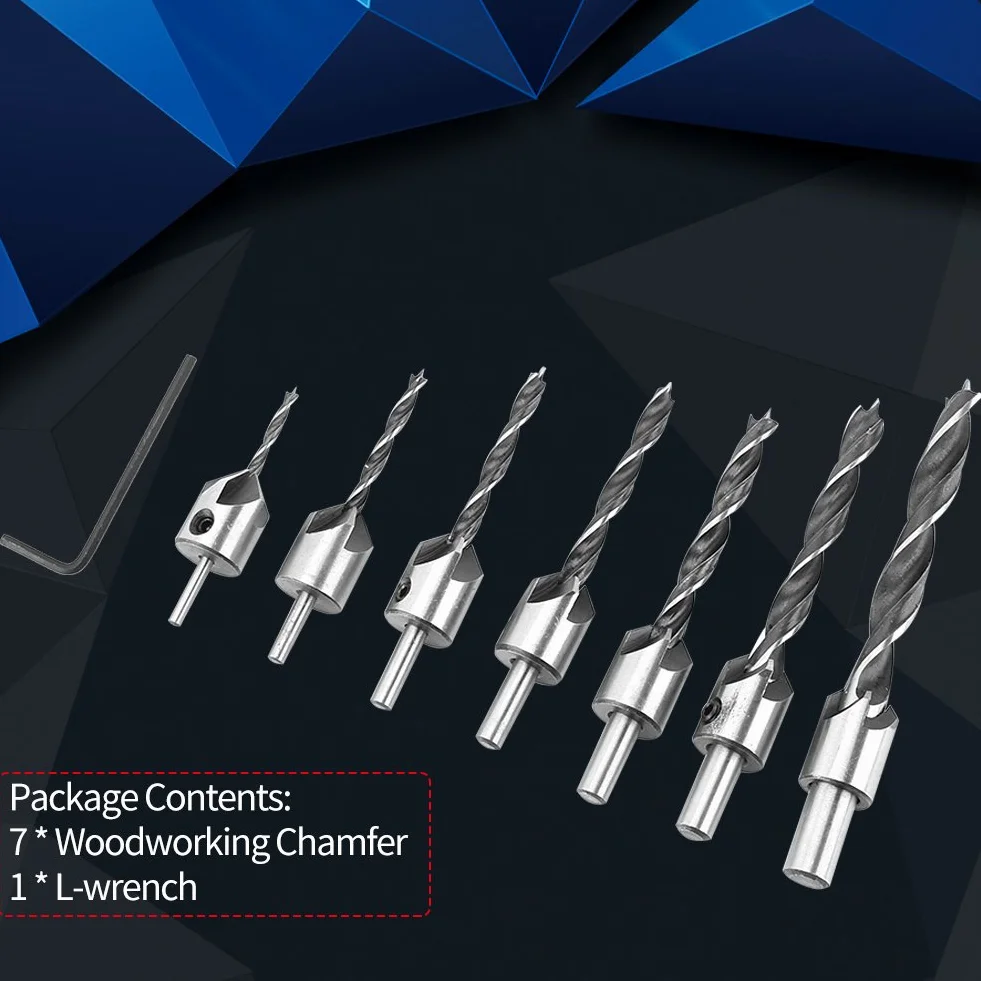 Zestaw wierteł HSS 5-7 sztuk 3mm-10mm z kluczem hex do drewna