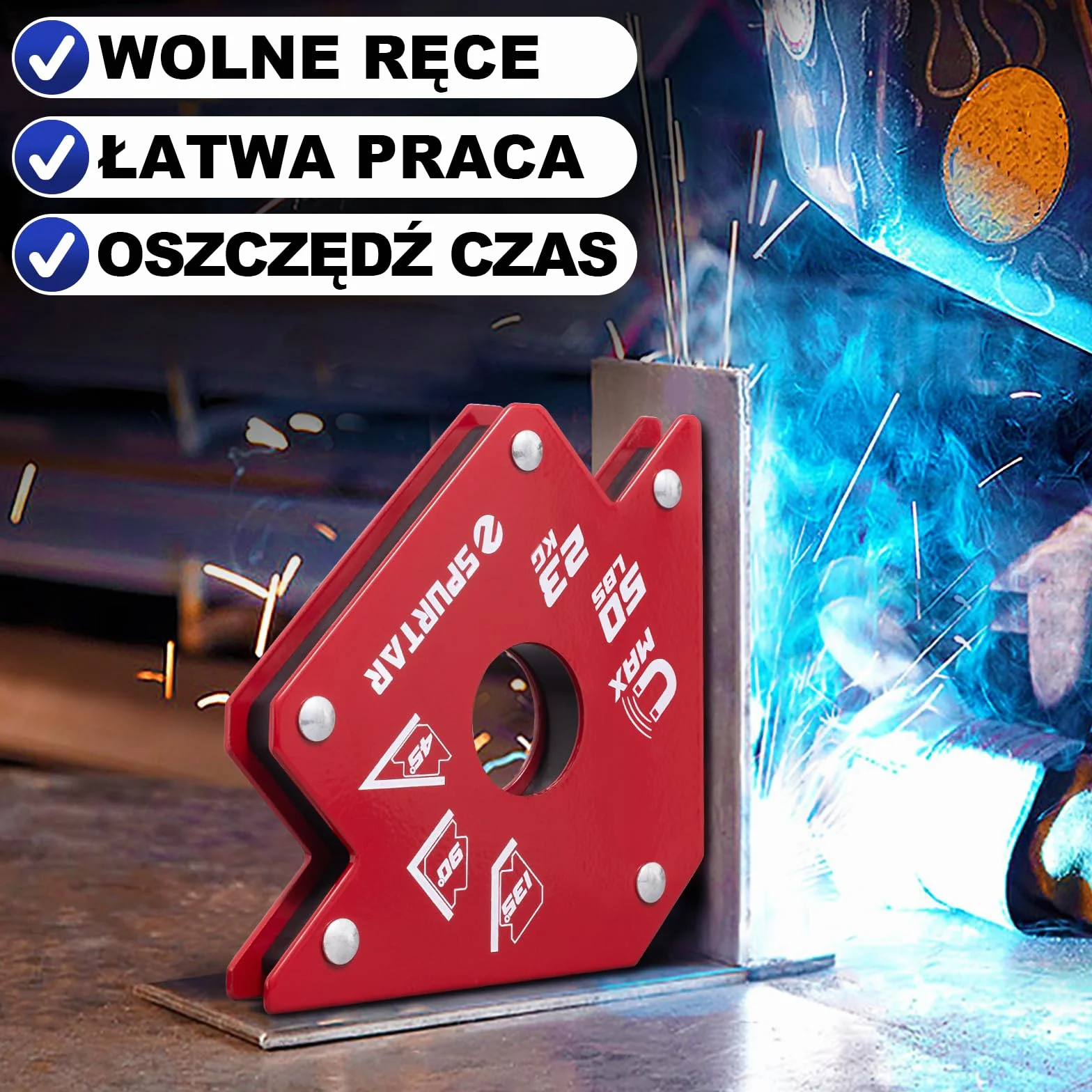 Spurtar 4 Sztuki 23 Kg Magnesy Spawalnicze Uchwyt Mocna Wytrzymałość Zaciski Narzędzie 45 90 135 Stopni