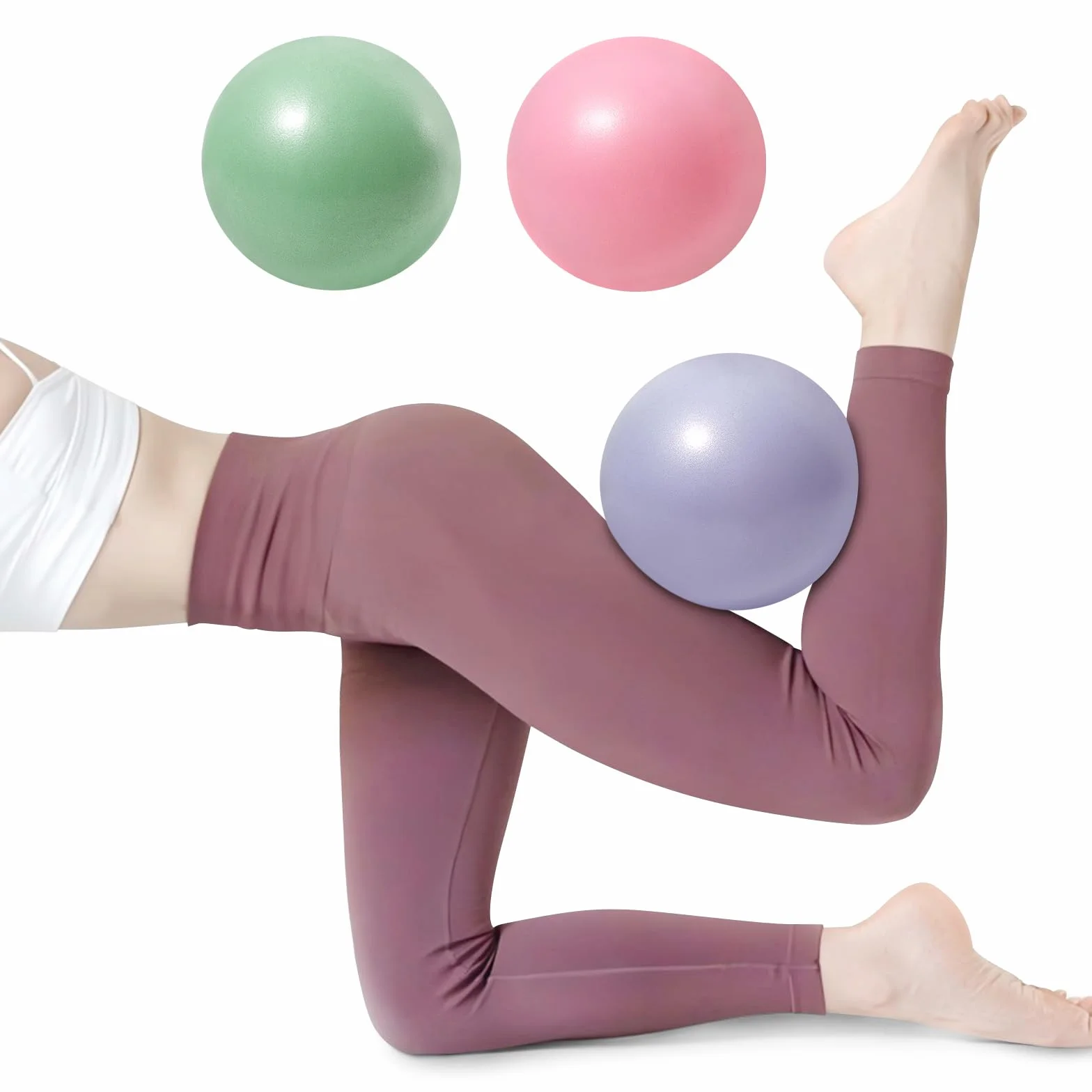 3-Pak Piłek do Jogi, 22-25 cm z Pompką i Korkiem, Miękkie i Antypoślizgowe Piłki Ćwiczeniowe do Domu, Biura, Jogi i Fitnessu