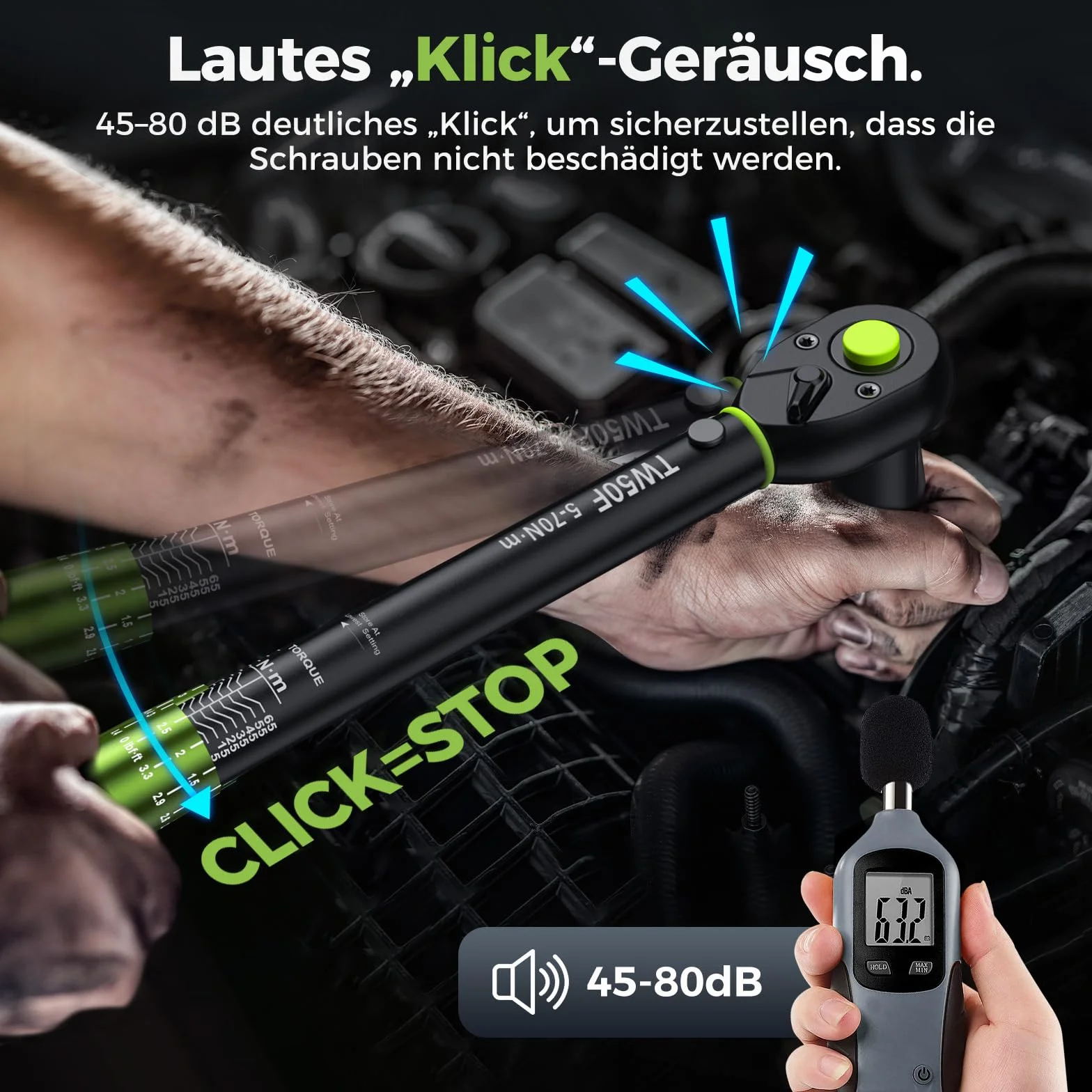ETOOLAB Klucz dynamometryczny 3/8" 5-70 N·m 72 zęby profesjonalny do samochodu motocykla roweru
