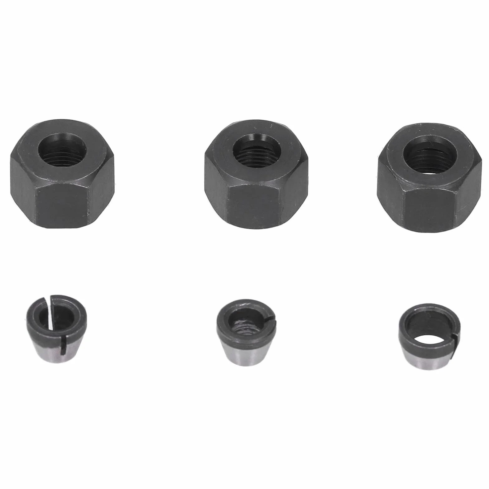 Adapter Zaciskowy Router Collet 6mm 6.35mm 8mm Zestaw z Nakrętką Uchwyty ze Stali Węglowej do Trymera Grawerka