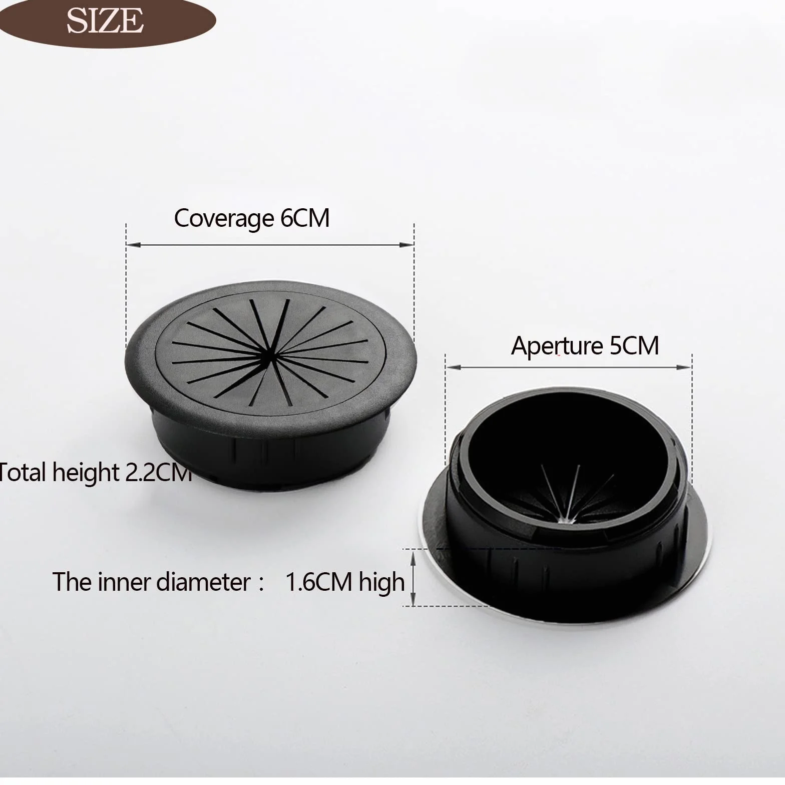 Elastyczne przelotki na biurko 50 mm PC organizer na kable czarne