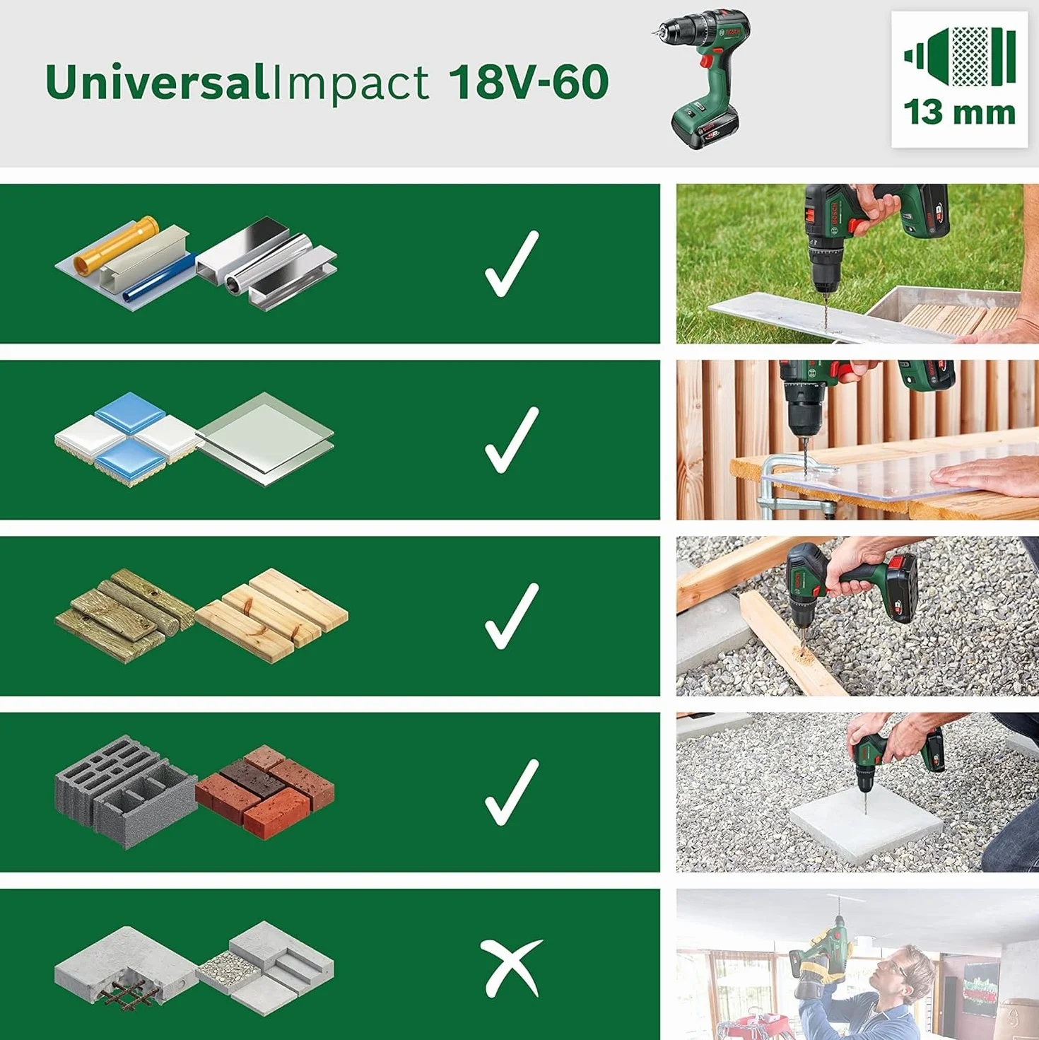 Bosch Universalimpact 18V-60 Wiertarka, 5,6 x 16,5 x 23,2 cm, 1 kg