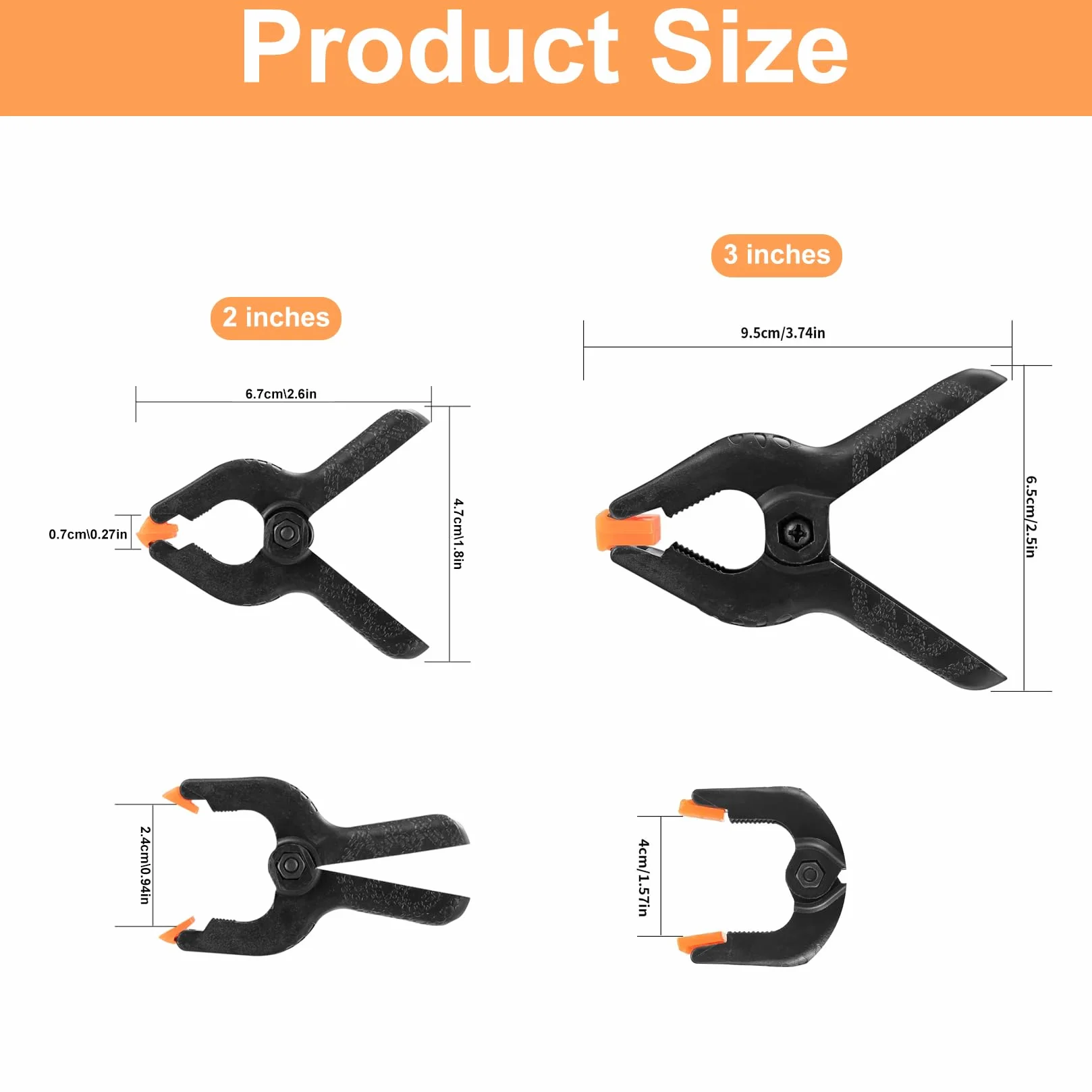 Zaciski sprężynowe nylonowe 5,5 cm 3 cale zacisk jednoręczny z tworzywa sztucznego do obróbki drewna DIY