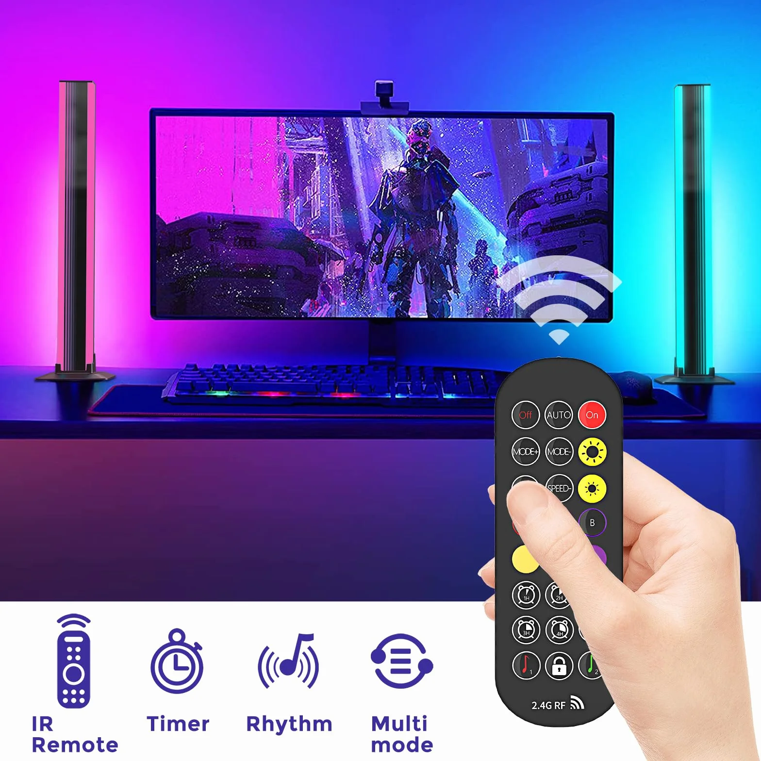 Eukee listwa świetlna RGB zestaw 2 szt. inteligentna z efektami świetlnymi i trybami muzycznymi