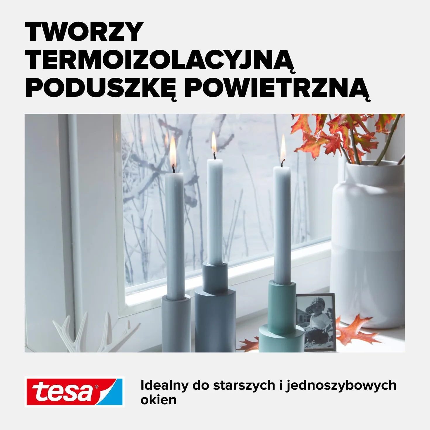 Tesamoll Thermo Cover folia izolacyjna do okien - przezroczysta folia do dodatkowej izolacji termicznej na okna - z praktycznym montażem na taśmę dwustronną - 5,0 m x 1,5 m