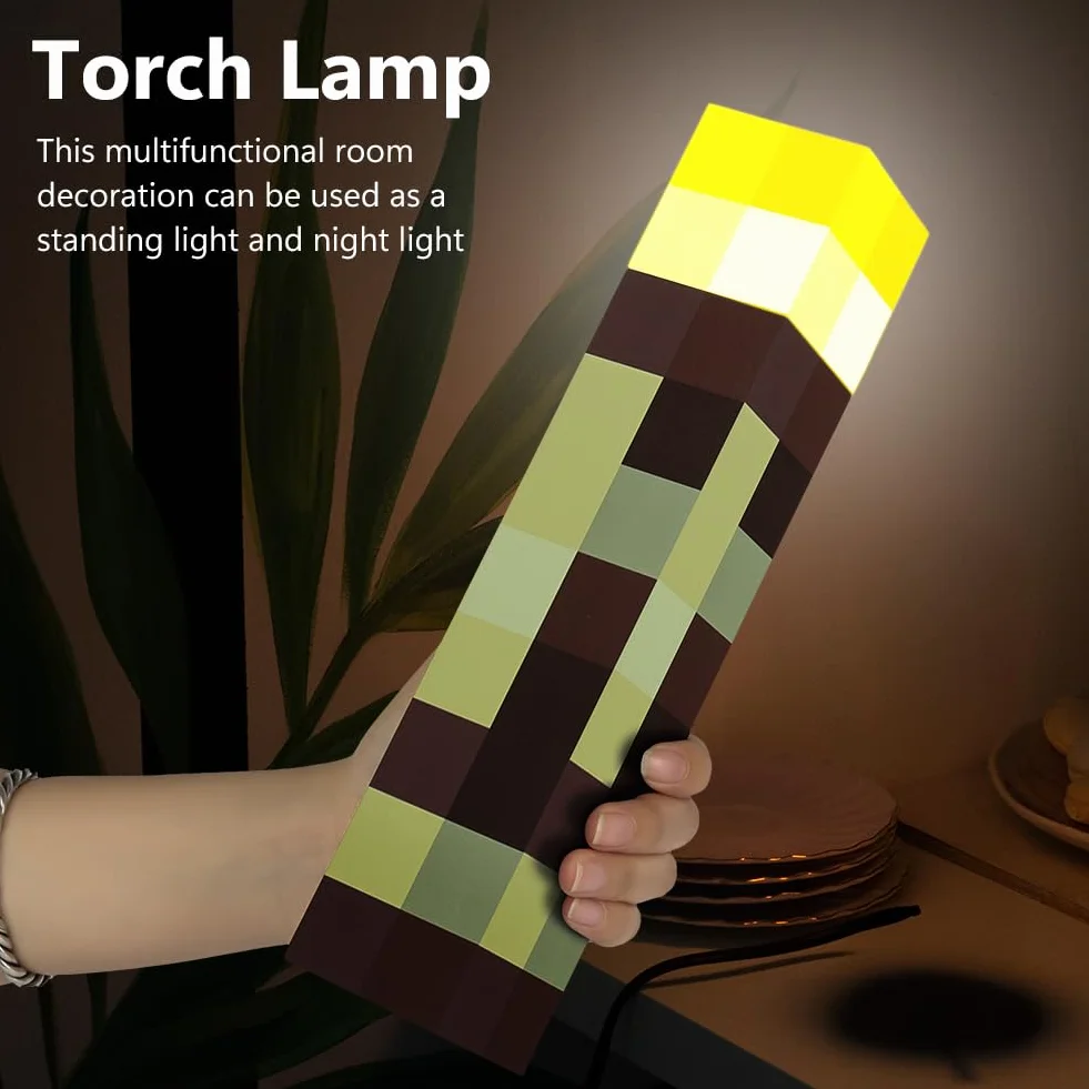 HOTUT Lampa ścienna w kształcie latarki 28 cm z akumulatorem USB, lampka nocna do pokoju dziecięcego