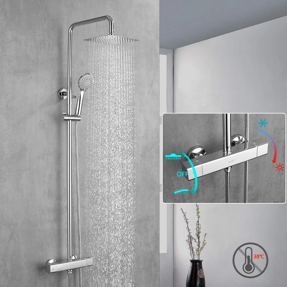 Ibergrif M20741 System prysznicowy z opryskiwaczem, karczochą, wążem, Chrome, srebrny