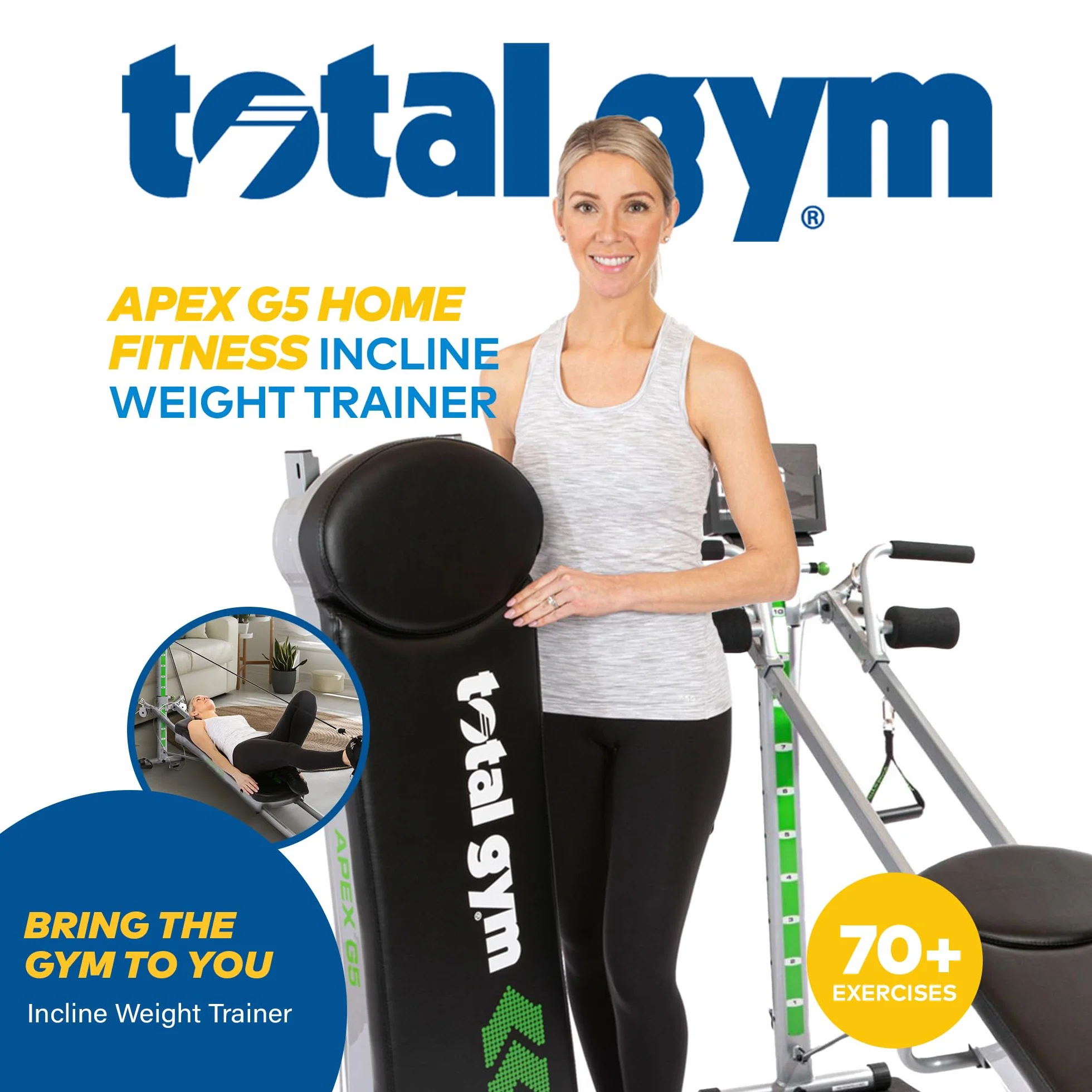 Total Gym APEX G5 Indoor Home Fitness Incline Weight Trainer z 10 poziomami oporu – sprzęt do ćwiczeń mięśni brzucha, nóg, ramion, ramion i pleców