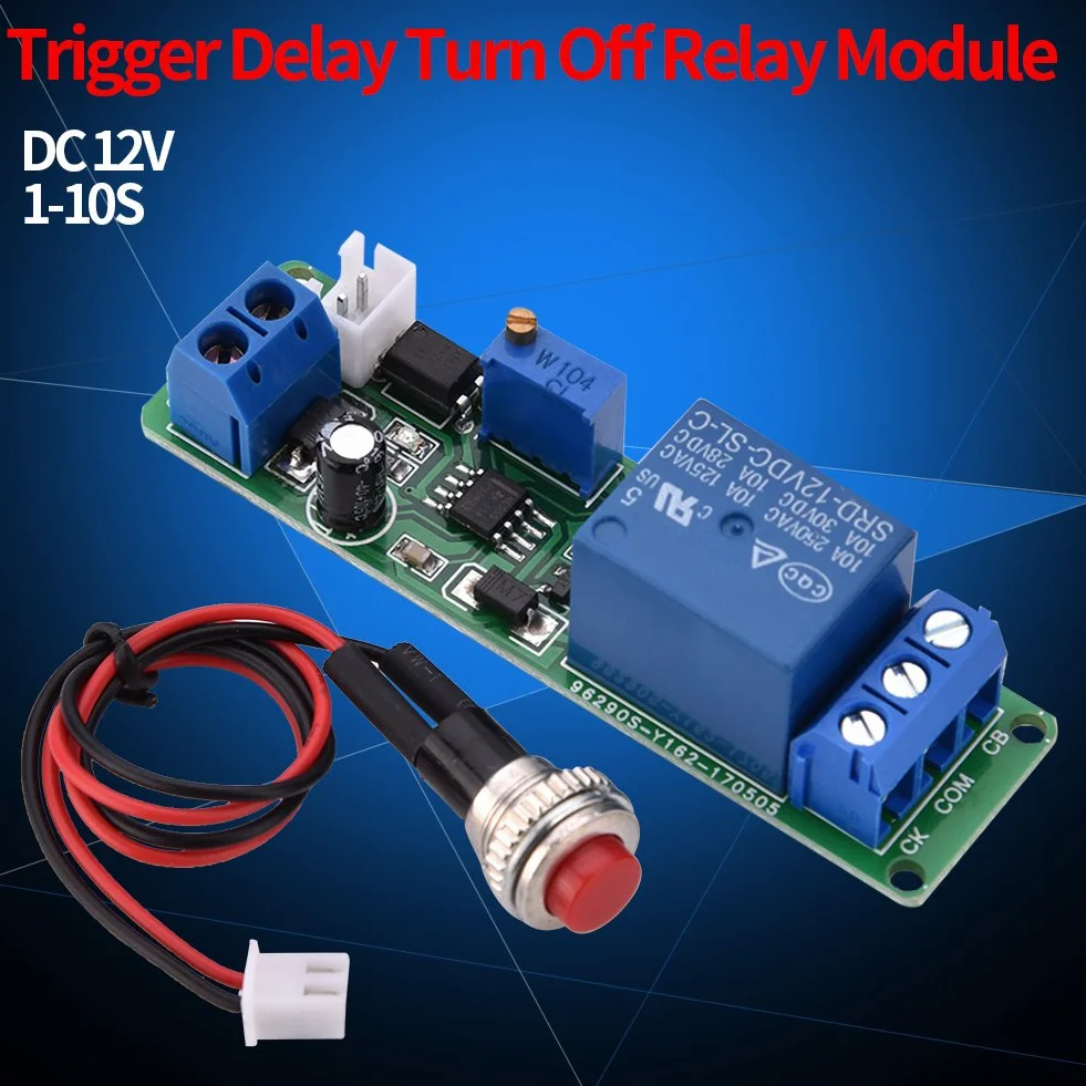 Moduł Przekaźnik Czasowy DC 12V Regulowany Timer Opóźnienie Wyłącz 1~10sec