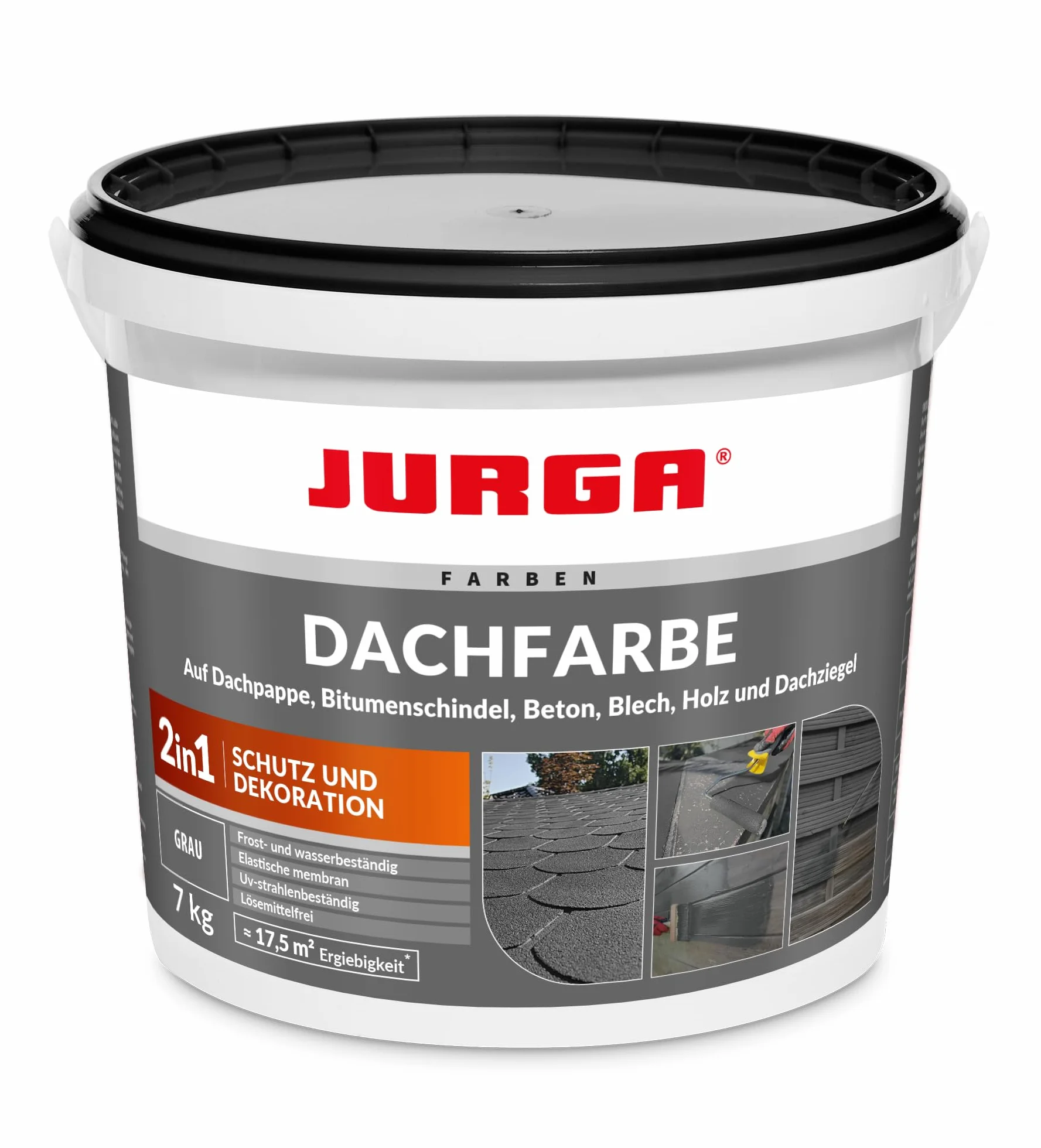 JURGA Farba Dachowa 2 w 1 Dekoracja i Ochrona 7 kg Szara 15,5 m² Odporna na UV