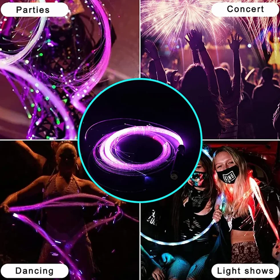 Fiber Optic Whip Dance LED 360° 7 Colors 36 Light Effects Party Disco