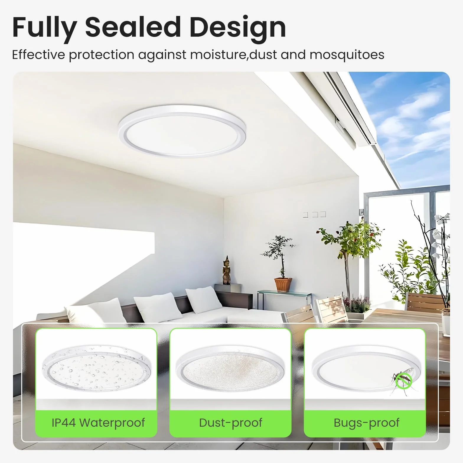 ALUSSO Lampa sufitowa LED z czujnikiem ruchu radarowym, 18 W 3CCT 3000K 4000K 6500K 1600LM, IP44