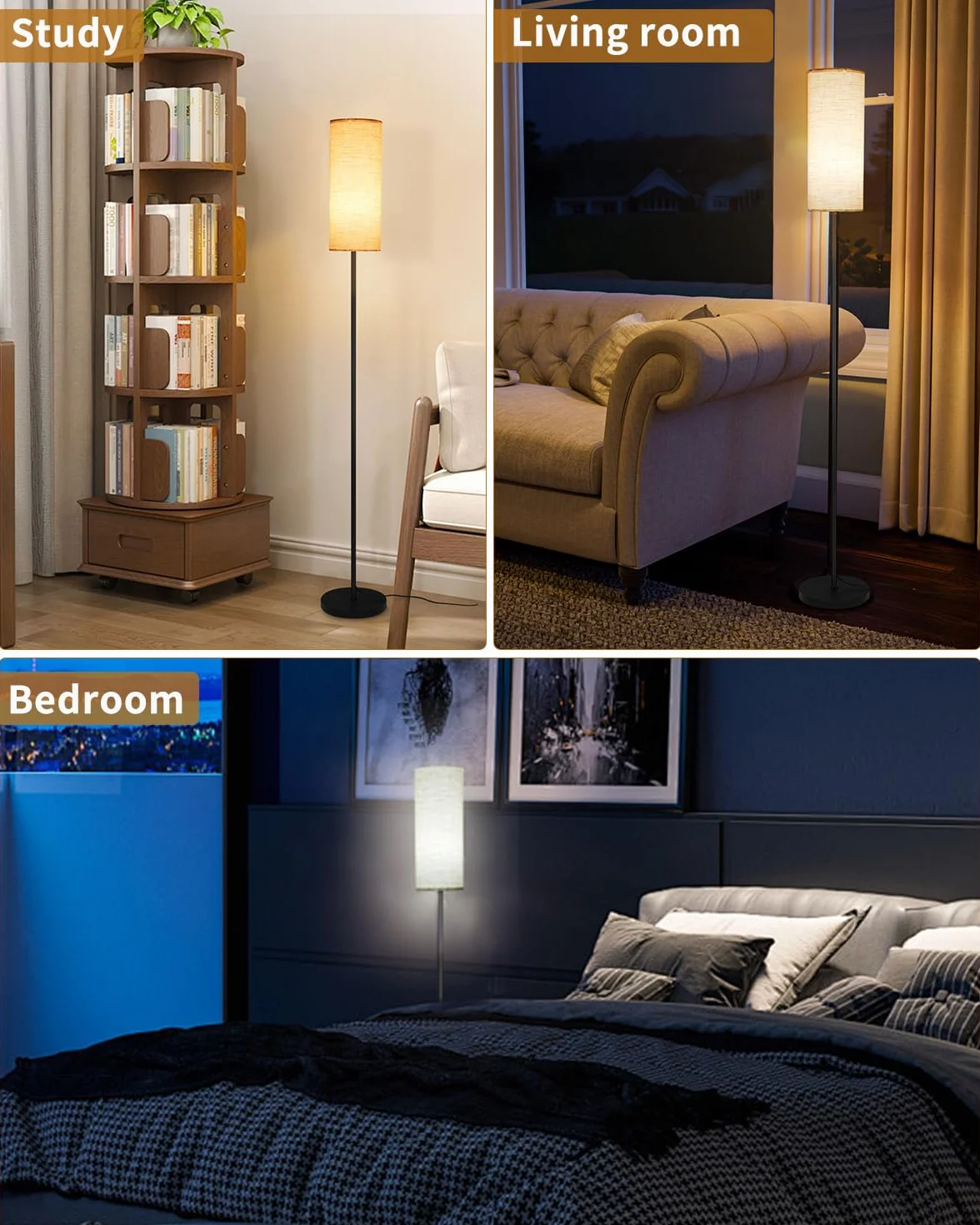 LEAZZLE Lampa podłogowa Salon Nowoczesny,Lampa podłogowa LED ściemnialna,3 kolorowa temperatura podłogowa,Lampa podłogowa 3-kolorowymi temperaturami 2700-6500K do sypialni,nadaje się sypialni,czytania