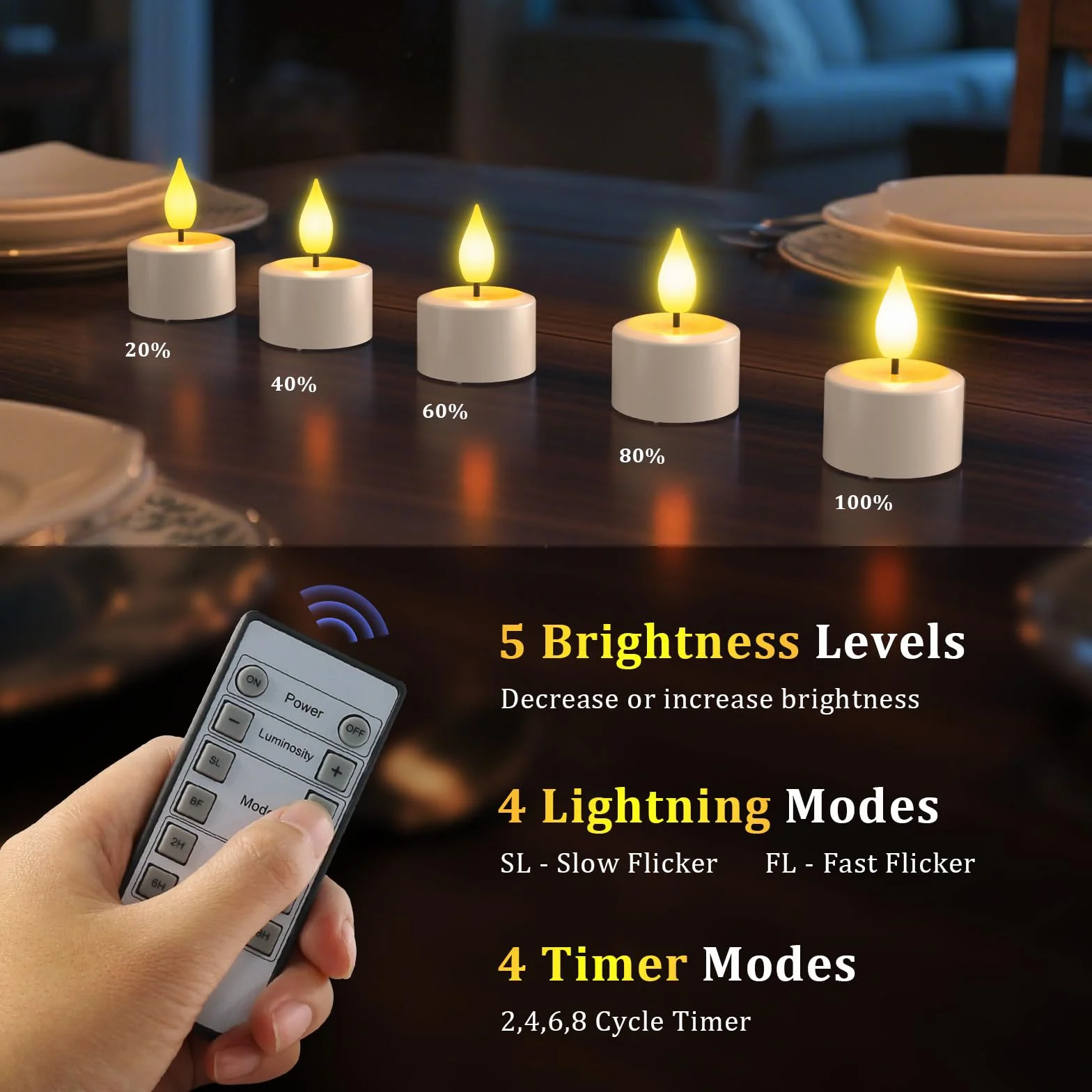 SoulBay LED świeczki ładowalne z timerem, stacja ładowania, zestaw 6 sztuk, migoczące z pilotem
