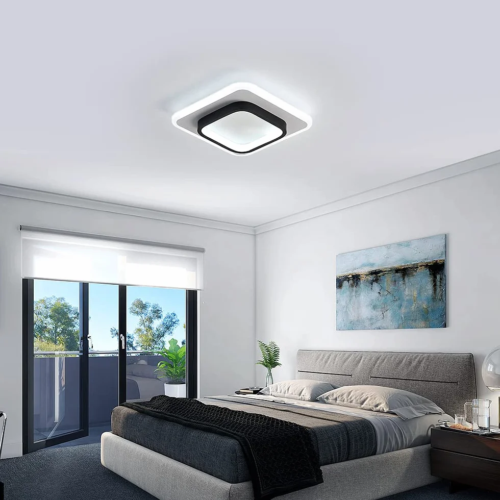 DELIPOP Nowoczesna lampa sufitowa LED, 21 W, 2350 lm, akrylowa kwadratowa lampa sufitowa, czarno-białe oświetlenie sufitowe do przedpokoju, biura, sypialni, kuchni, salonu, zimna biel, 6000 K