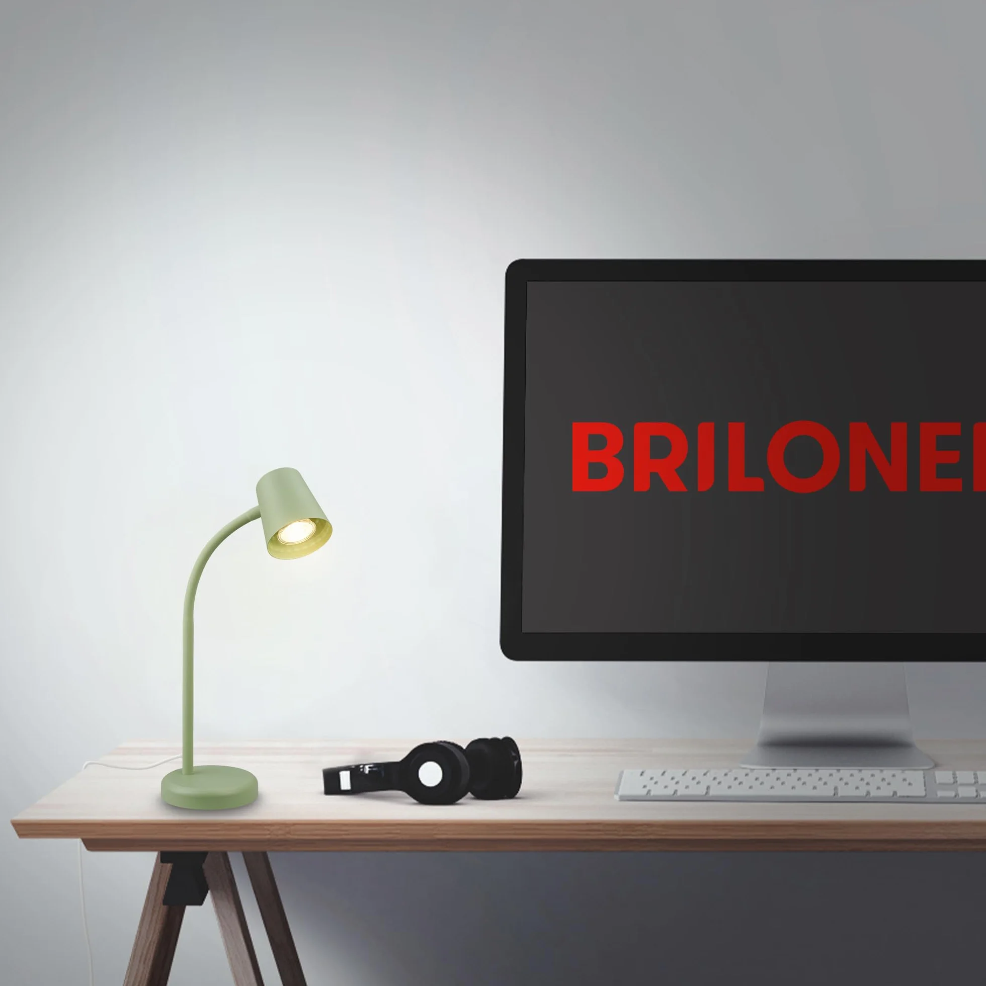 BRILONER Lampka nocna GU10 obrotowa z przełącznikiem kablowym, limonkowa