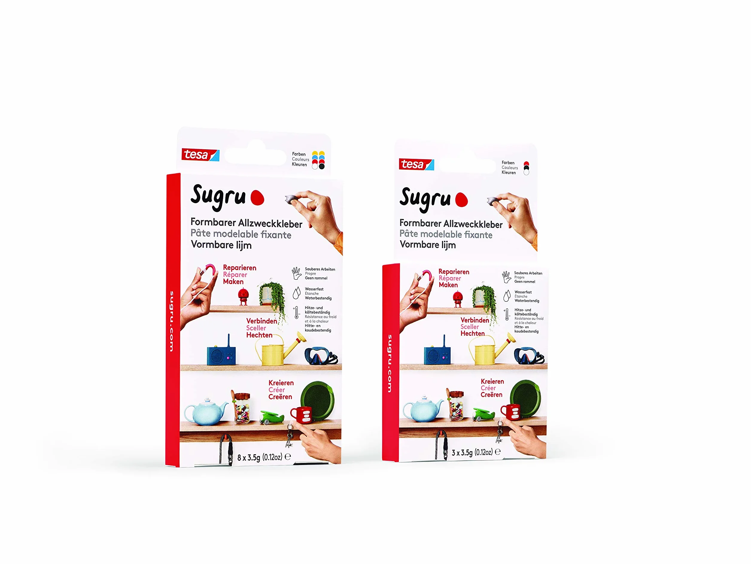 tesa® Sugru uniwersalny klej formowalny – silikonowa guma do napraw, klejenia i mocowania – ośmiopak, 8 x 3,5 g, czarny
