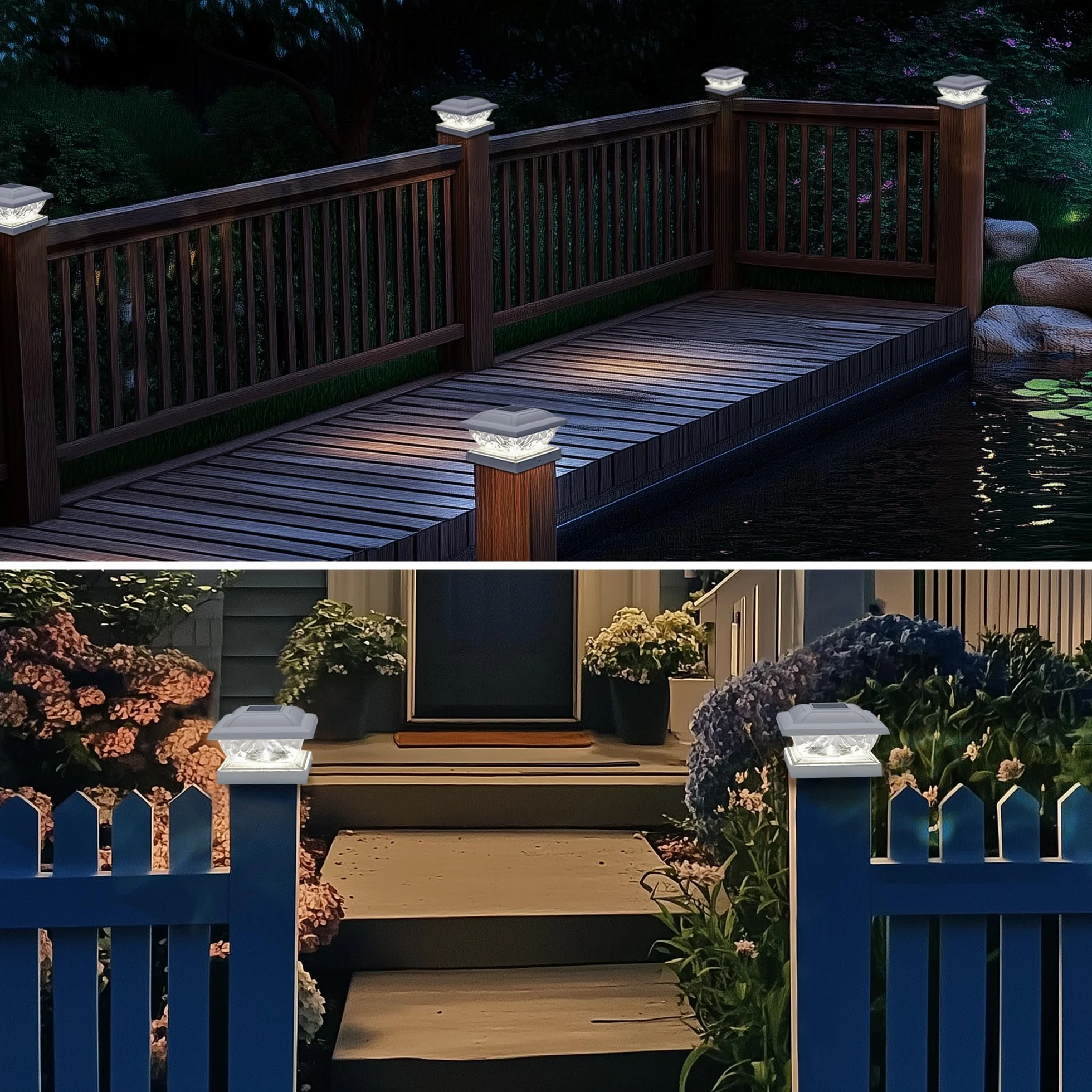 Solpex solarne lampy słupkowe LED IP65 5×5 4×4 3,5×3,5 cala/13×13 10×10 9×9 cm do ogrodu tarasu