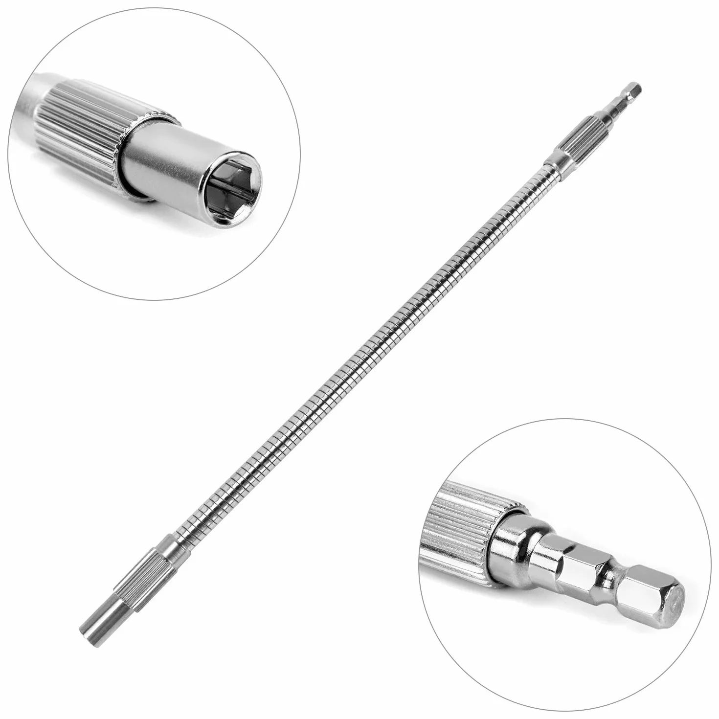 QWORK Wkrętak z elastycznym przedłużeniem 6,35 mm / 1/4", 200 mm i 300 mm (2 sztuki)