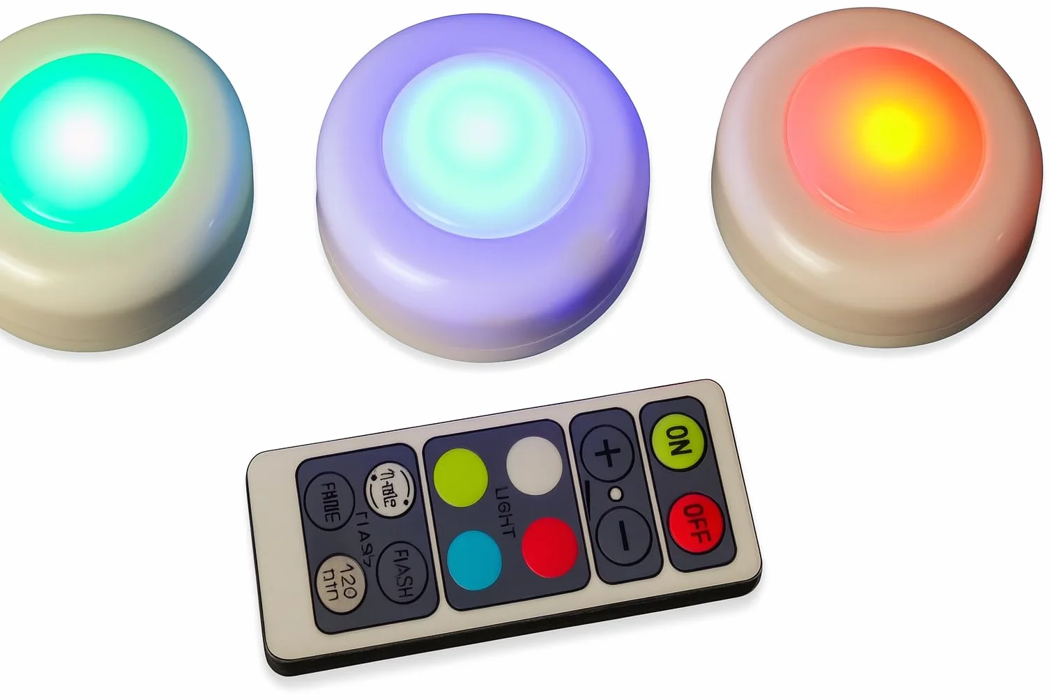 Leomark Zestaw lampek LED z pilotem zdalnego sterowania – 3 małe lampy LED, zmiana koloru