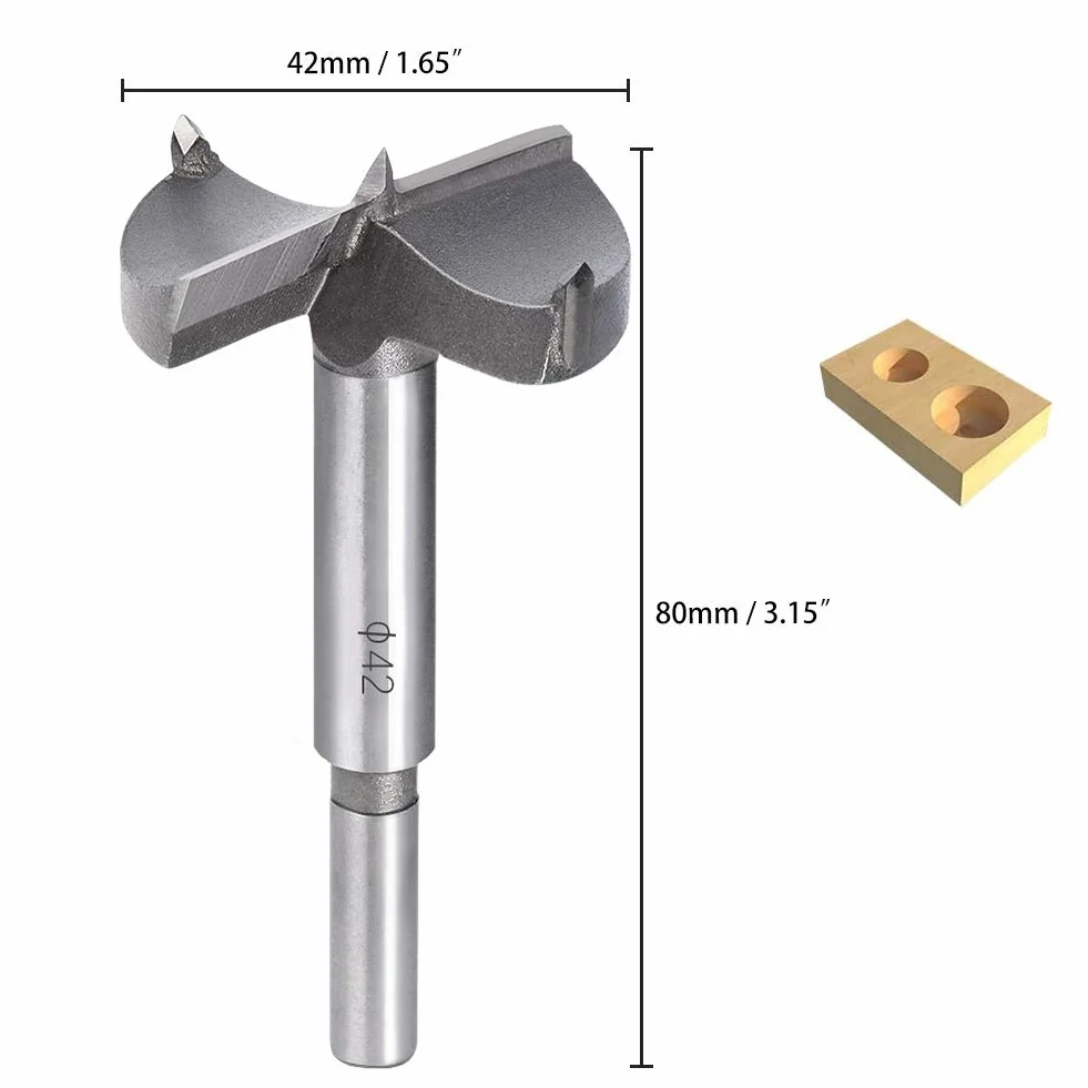 Flintronic Wiertła do drewna z węglików spiekanych 42 mm, frezy do montażu drzwi sferycznych