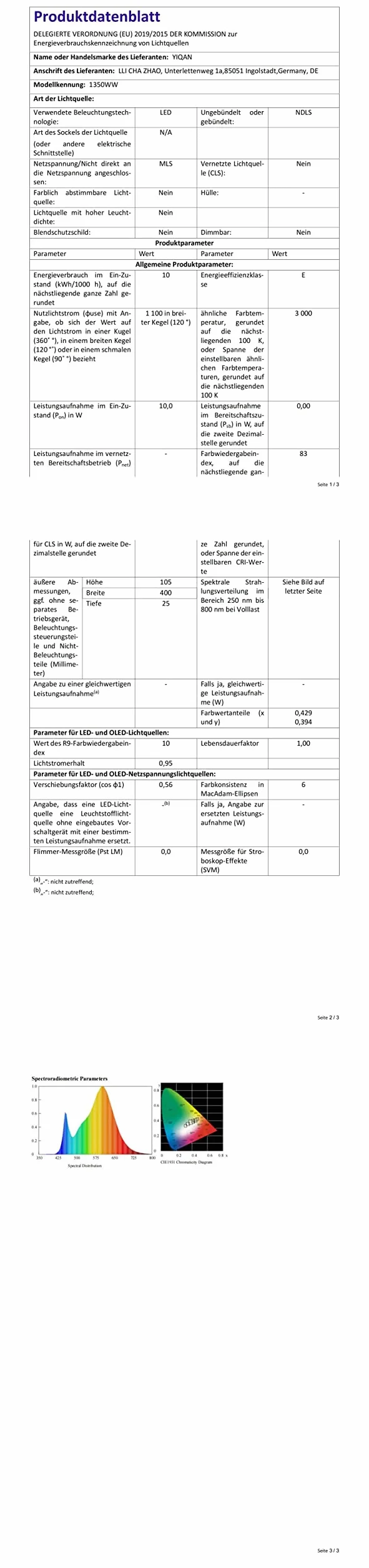 Lampa LED do lustra 40 cm matowa czerń 3000 K 10 W 800 lm ciepłe światło