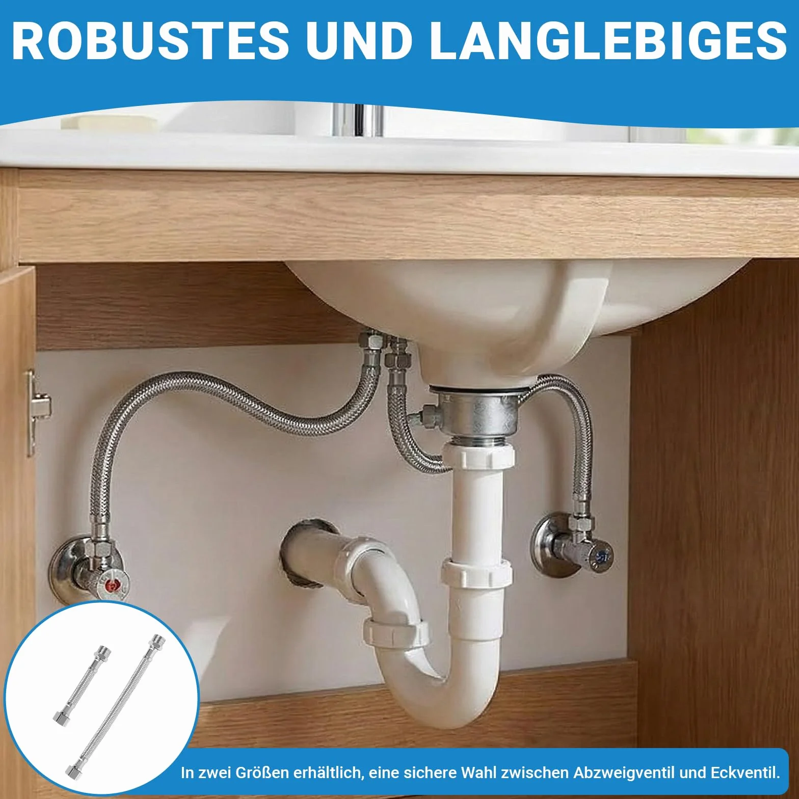 Wąż elastyczny 3/8 cala 304 ze stali nierdzewnej opancerzony 10/20 cm z taśmami uszczelniającymi i rękawicą