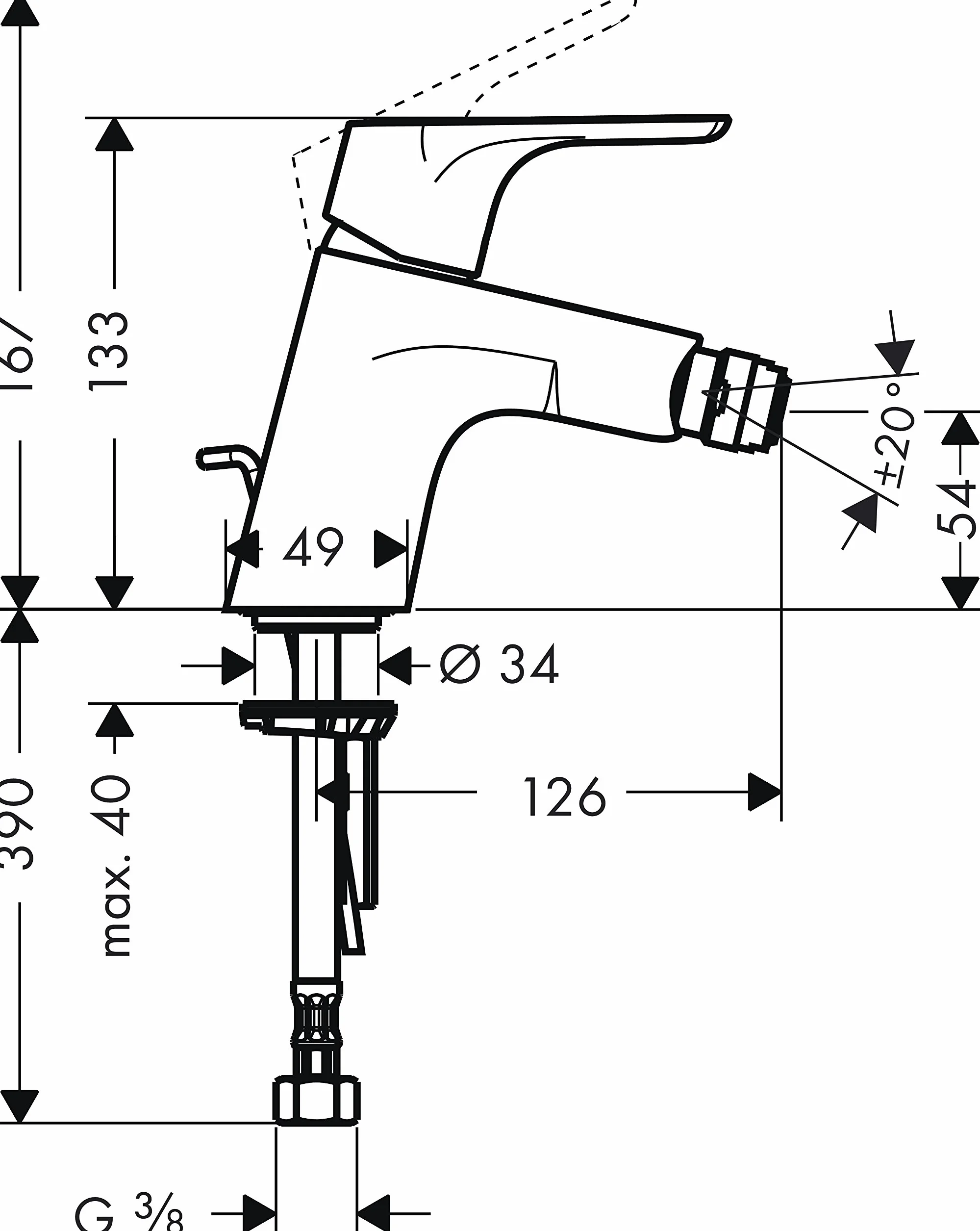 hansgrohe Focus jednouchwytowa bateria bidetowa chrom wysokość wylewki 70 mm